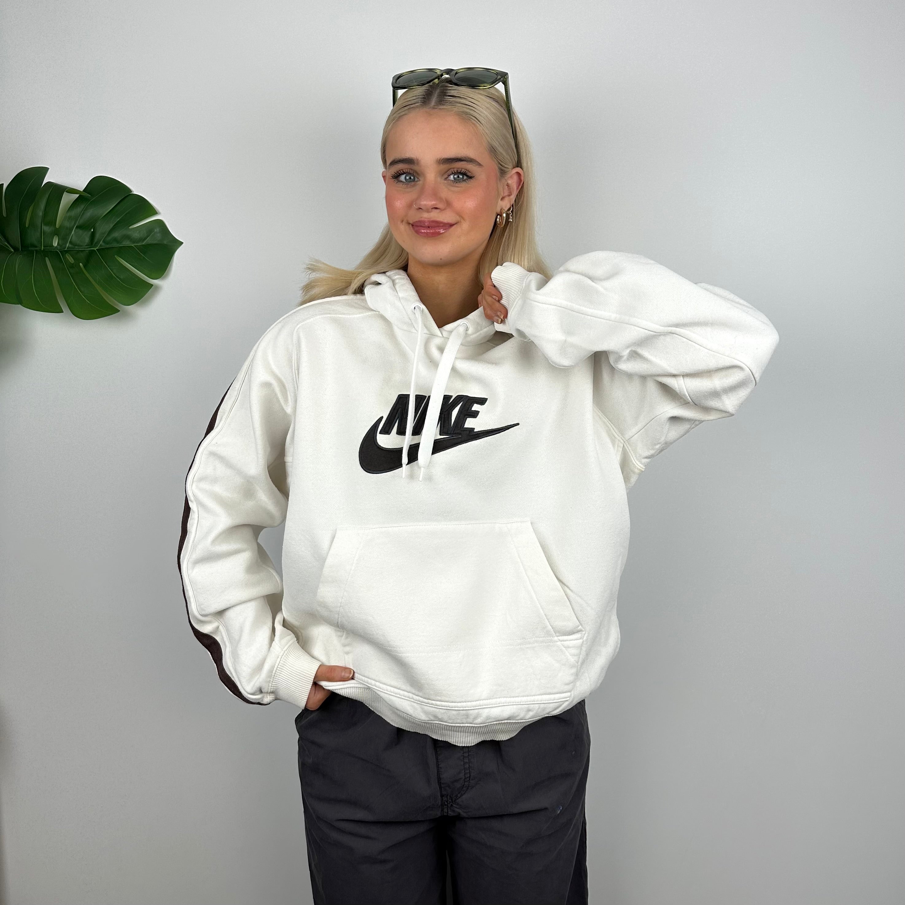 Nike White Embroidered Spell Out Hoodie (M)