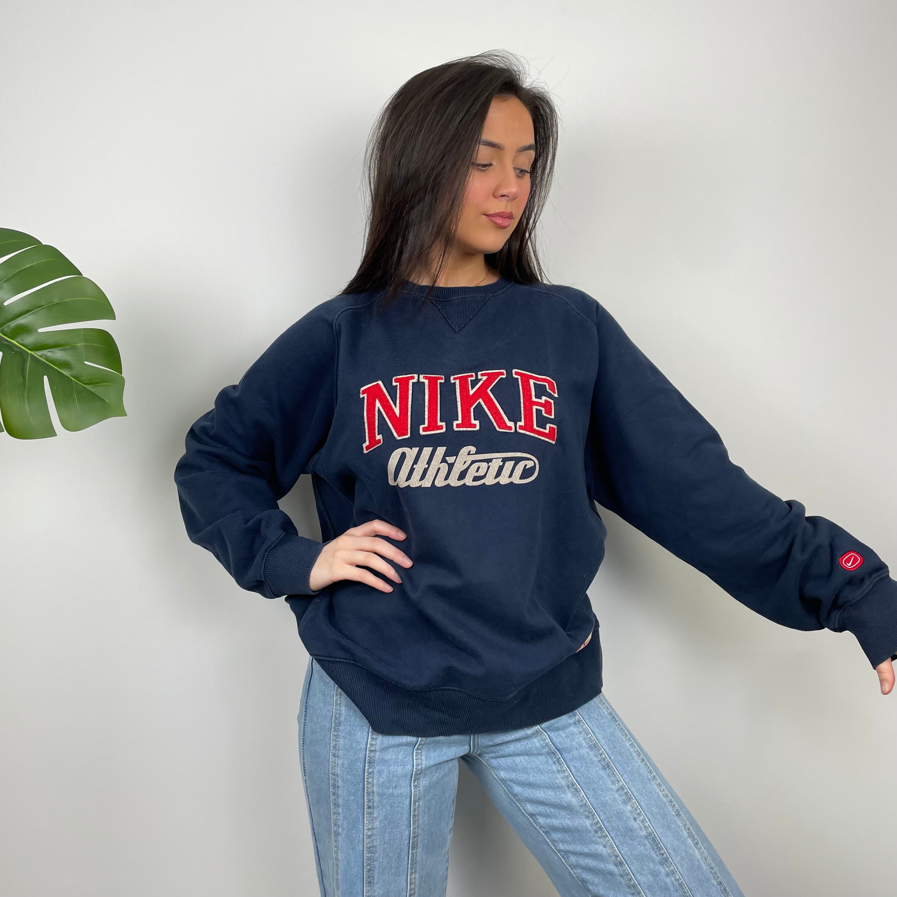 Nike Athletic Navy Embroidered Spell Out Sweatshirt (L)