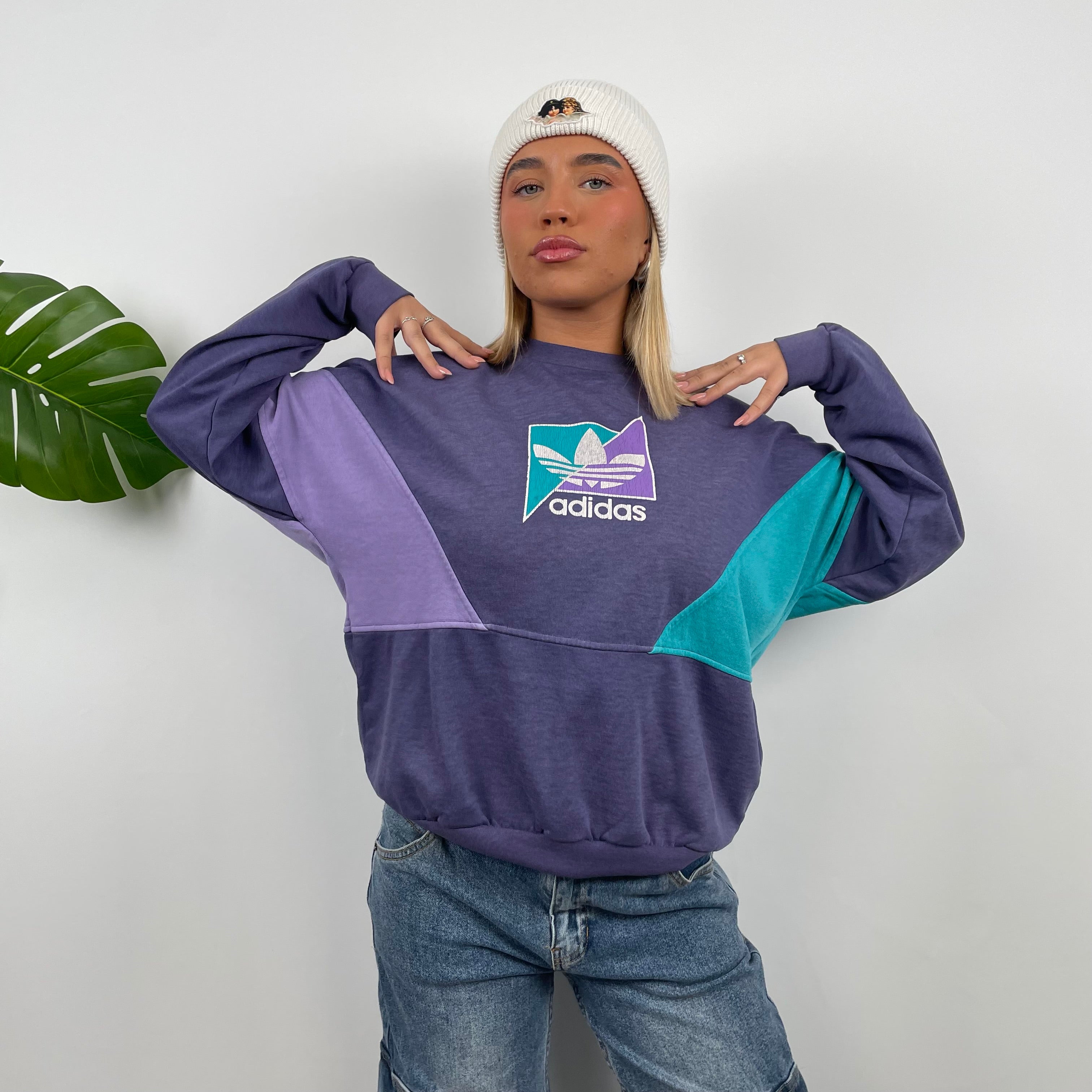 Adidas Purple Colour Block Sweatshirt (S)