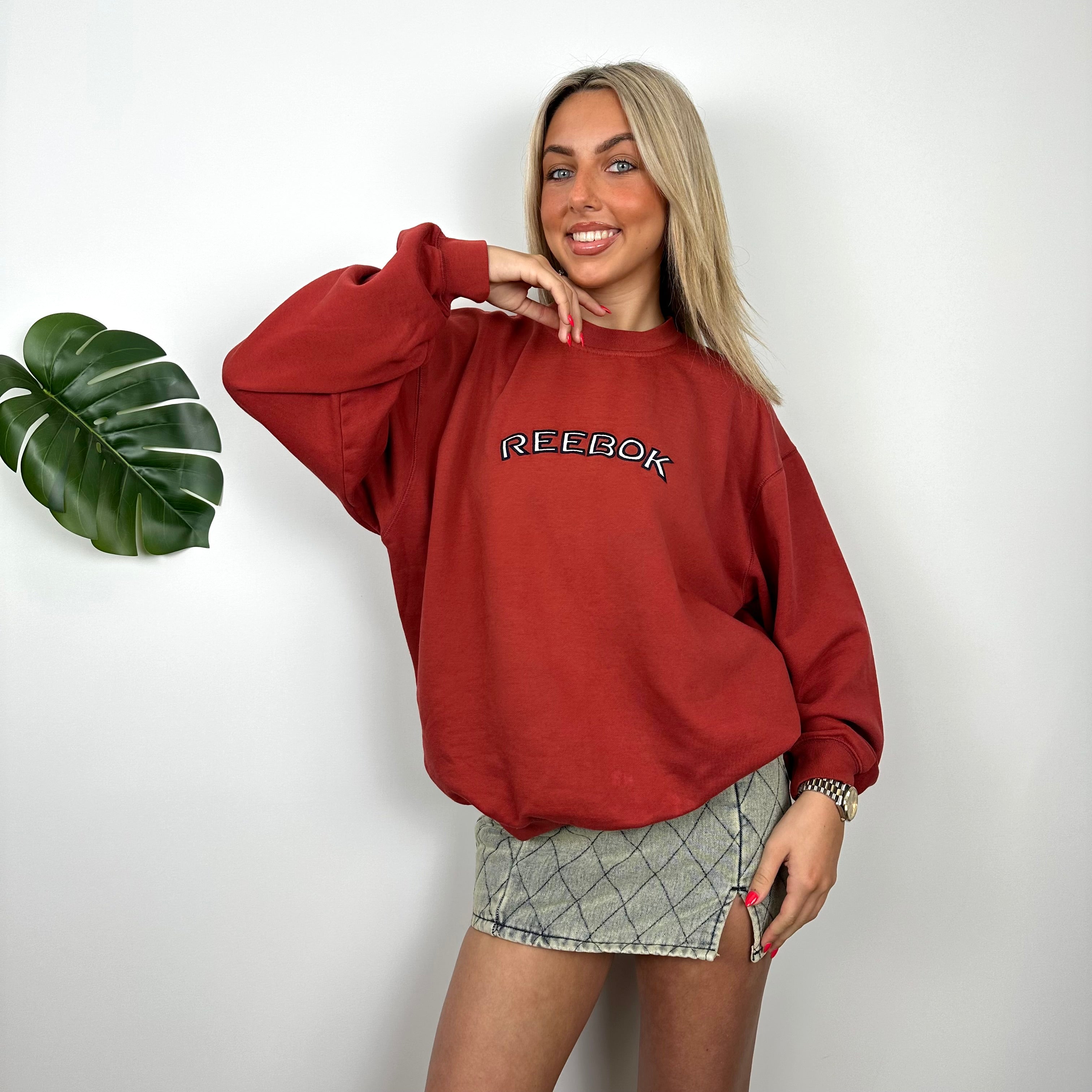 Reebok Red Embroidered Spell Out Sweatshirt (M)