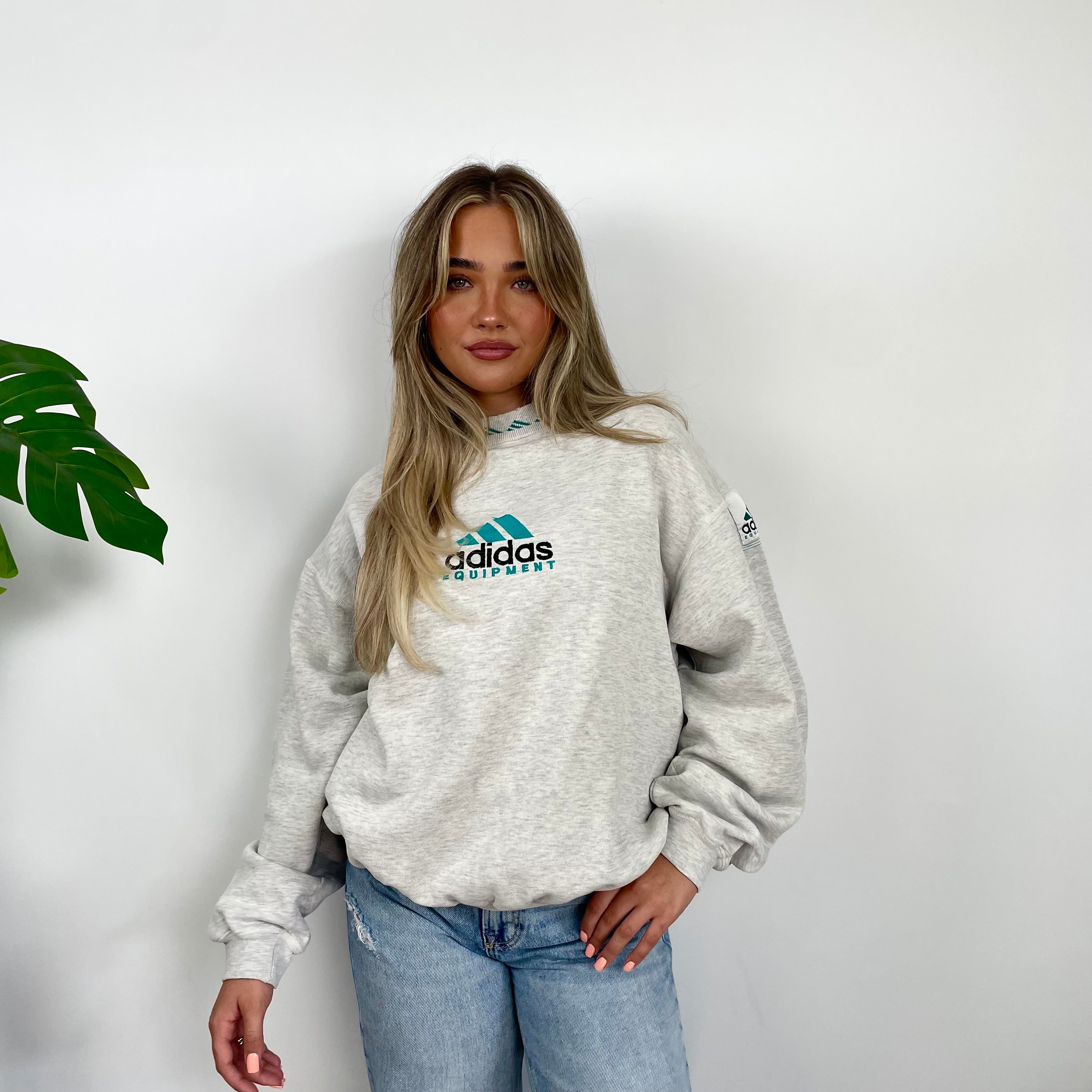 Adidas Equipment Grey Embroidered Spell Out Sweatshirt (M)