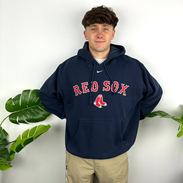 Nike X Boston Red Sox Navy Spell Out Hoodie (L)