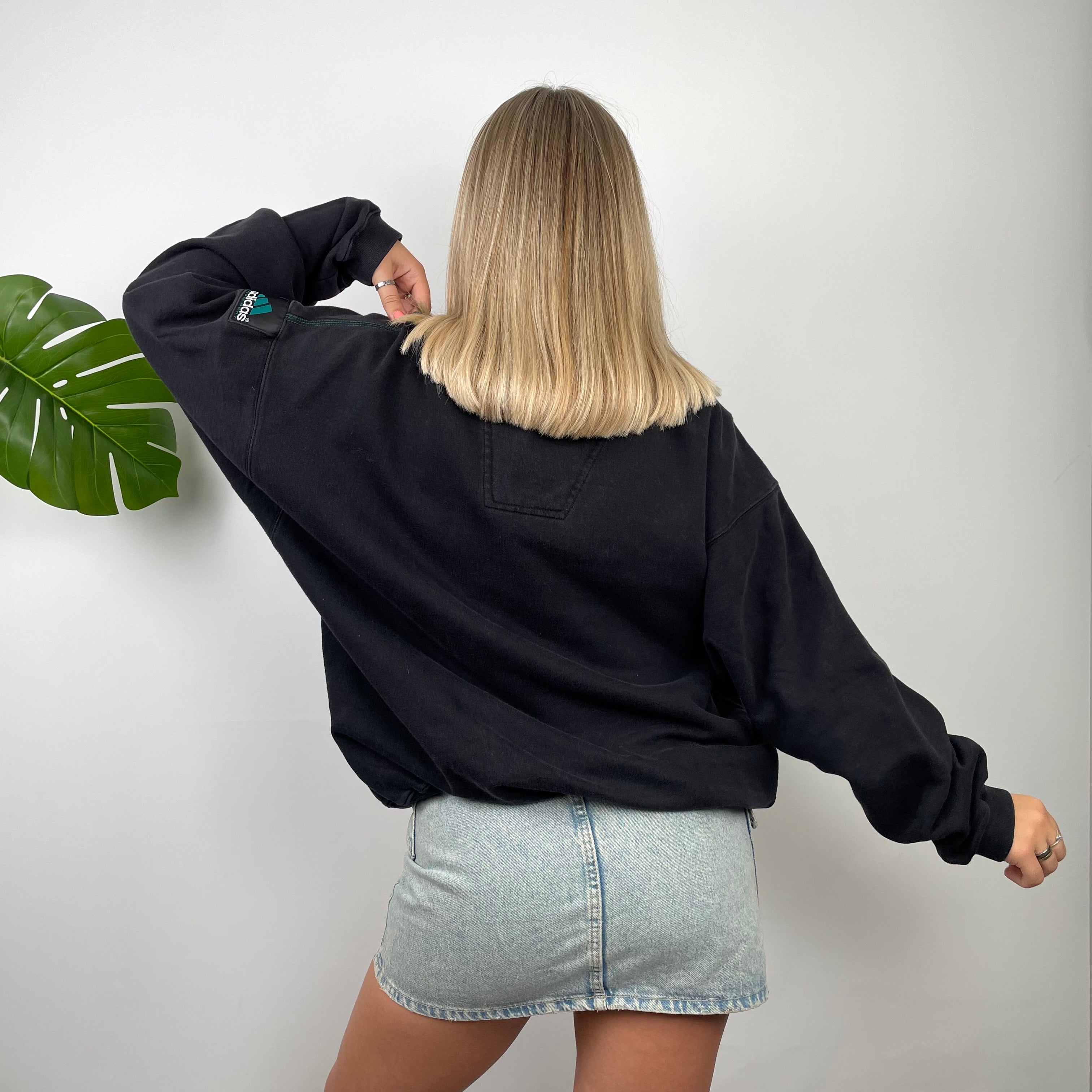Adidas Equipment Black Embroidered Spell Out Sweatshirt (L)