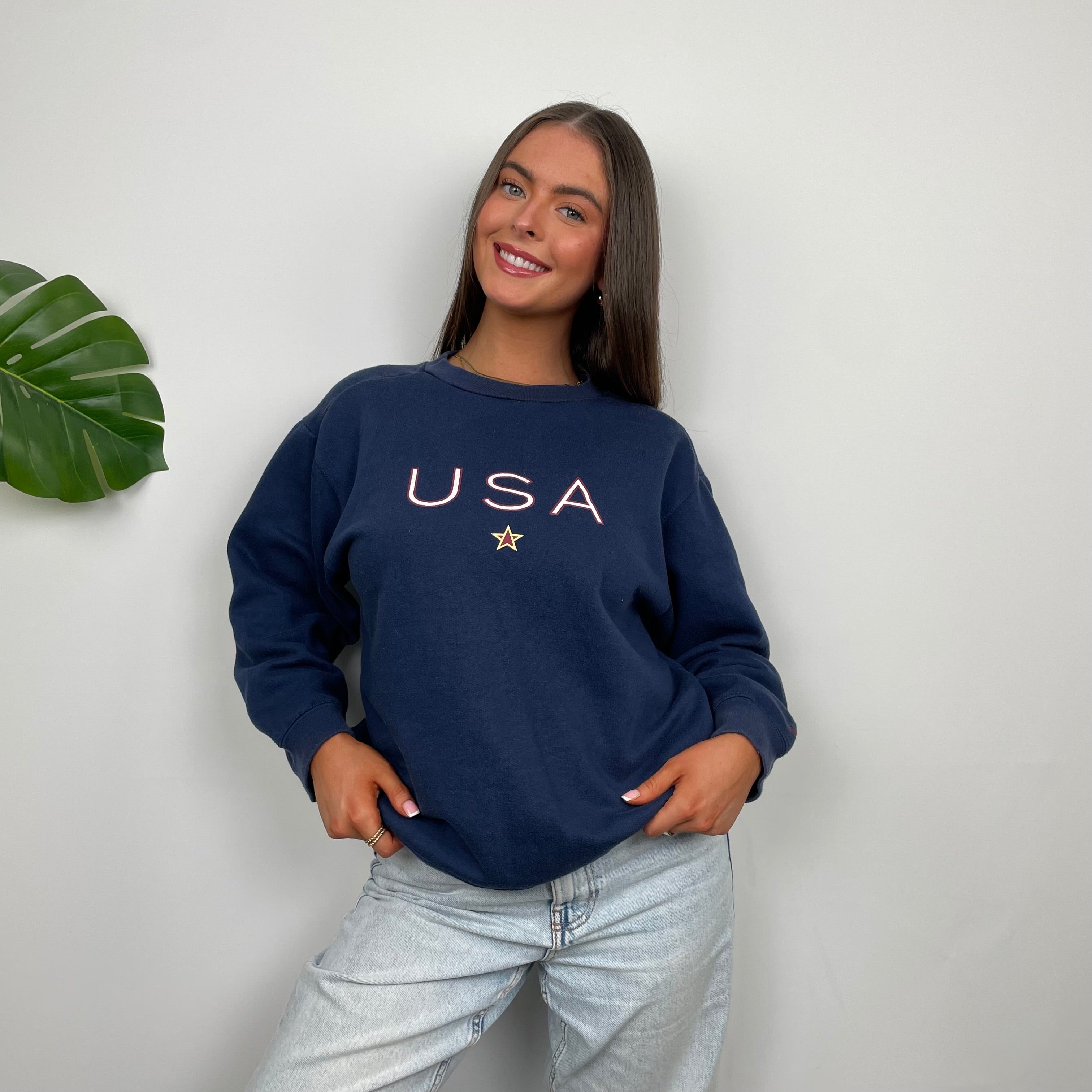 Nike X USA Navy Embroidered Spell Out Sweatshirt (S)