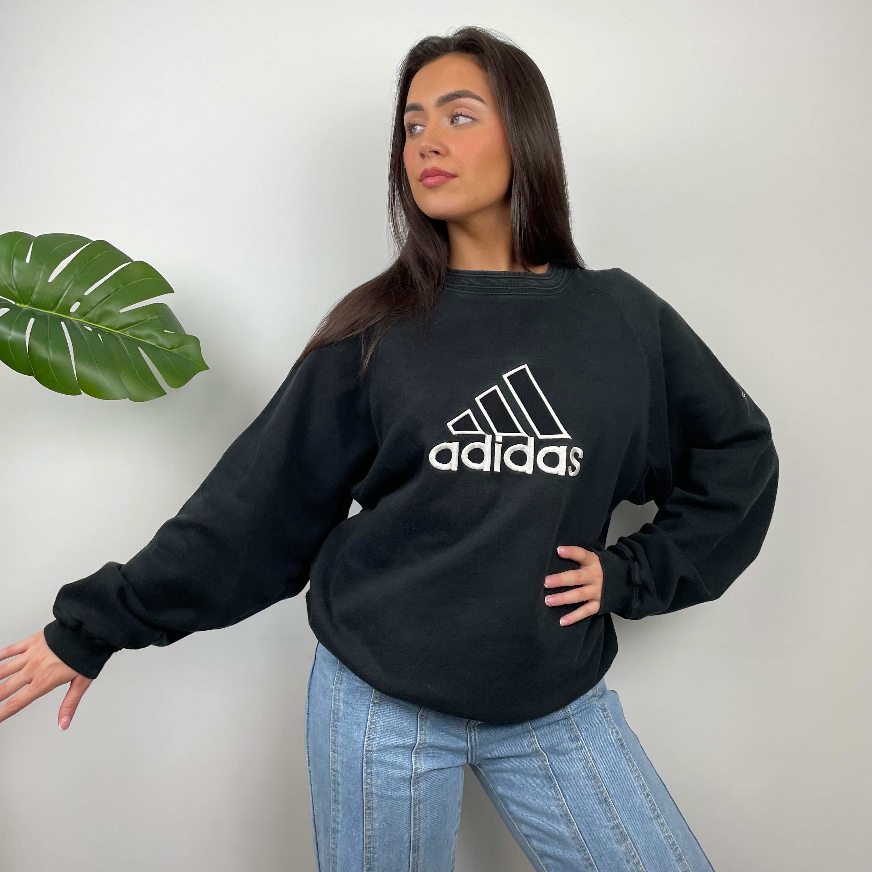 Adidas RARE Black Embroidered Spell Out Sweatshirt (L)