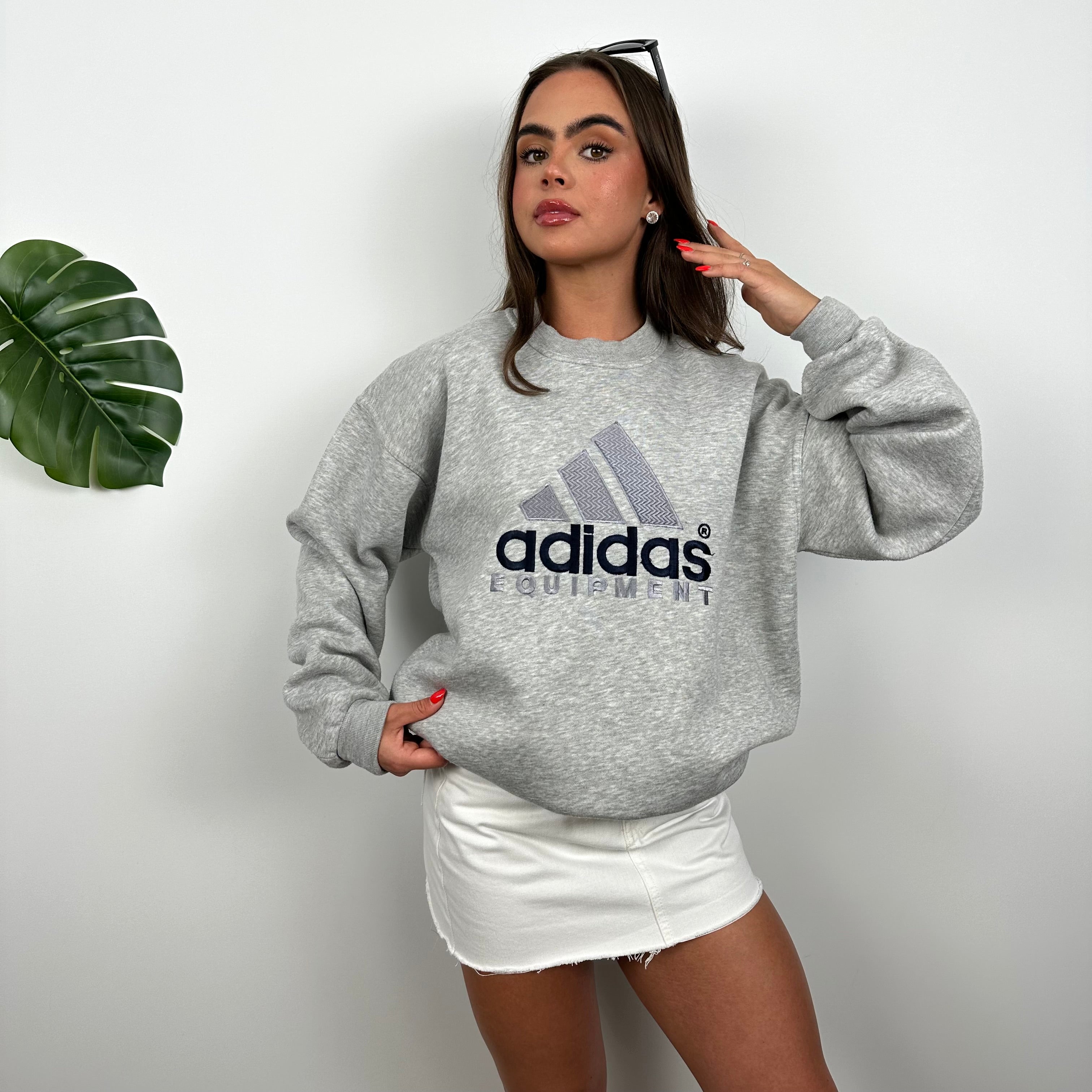 Adidas Equipment Grey Embroidered Spell Out Sweatshirt (L)