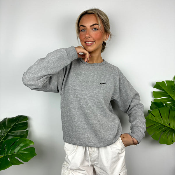 Nike Grey Embroidered Swoosh Sweatshirt (S)