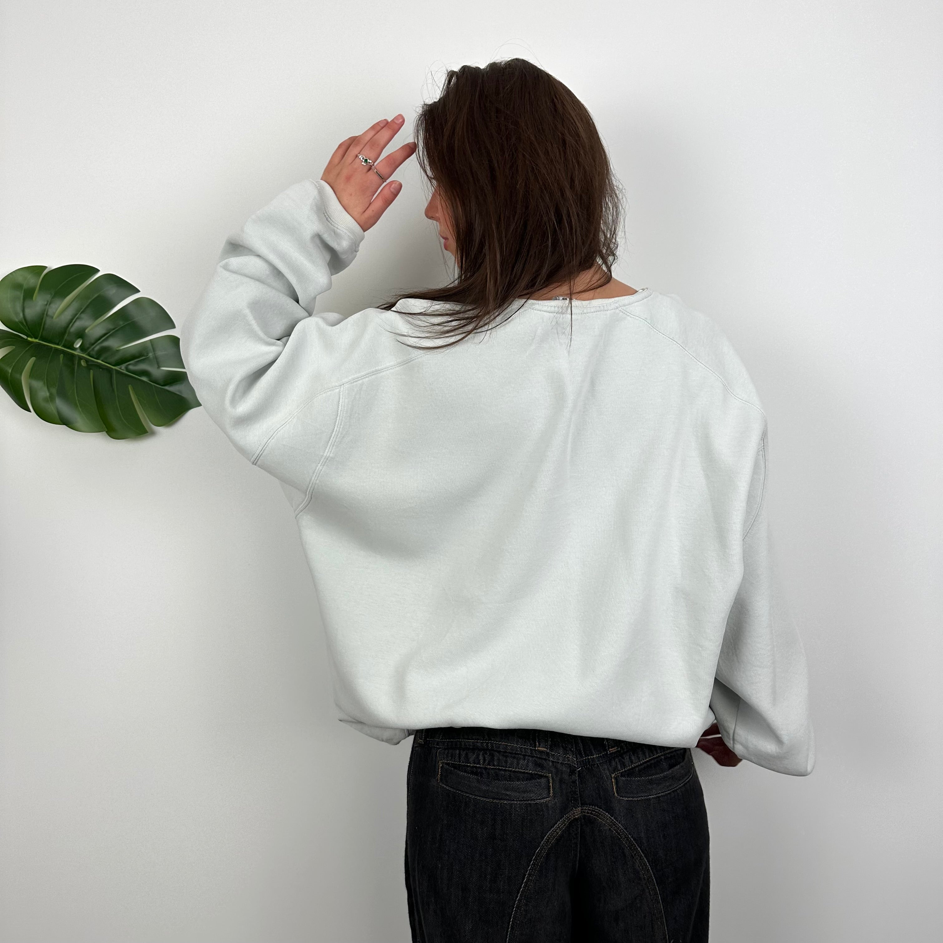 Adidas Grey Embroidered Spell Out Sweatshirt (XL)