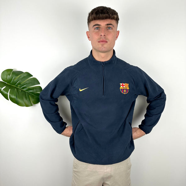 Nike x Barcelona FC RARE Embroidered Spell Out Fleece Quarter Zip (L)