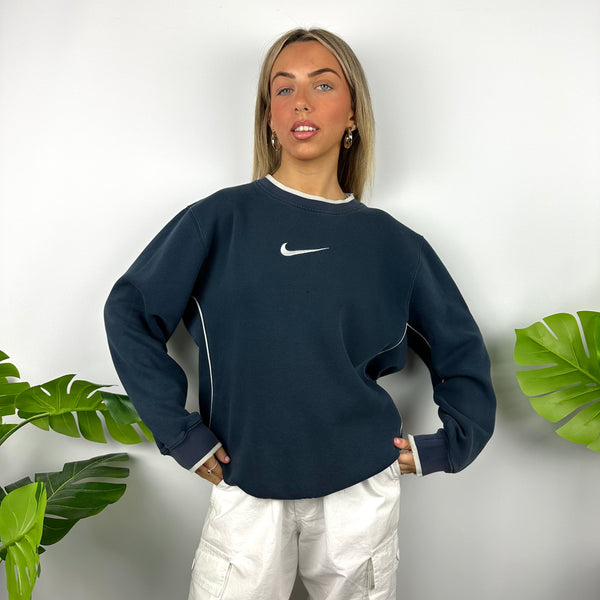 Nike Navy Embroidered Swoosh Sweatshirt (M)