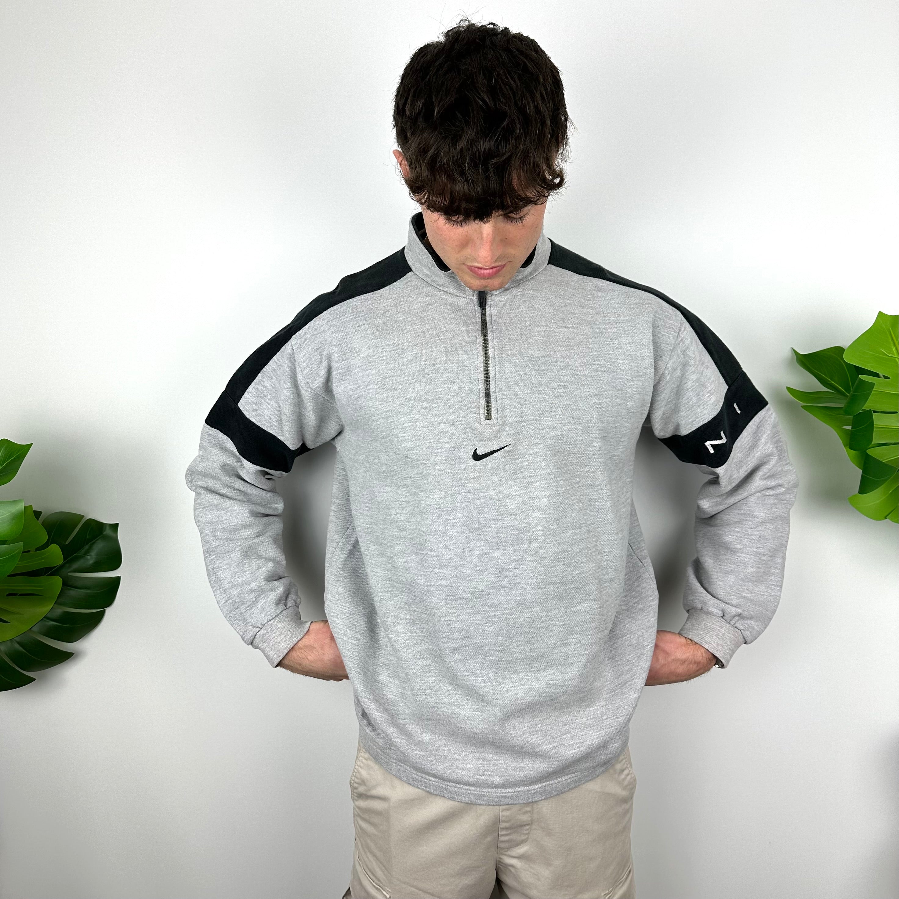 Nike Grey Embroidered Spell Out Quarter Zip Sweatshirt (L)