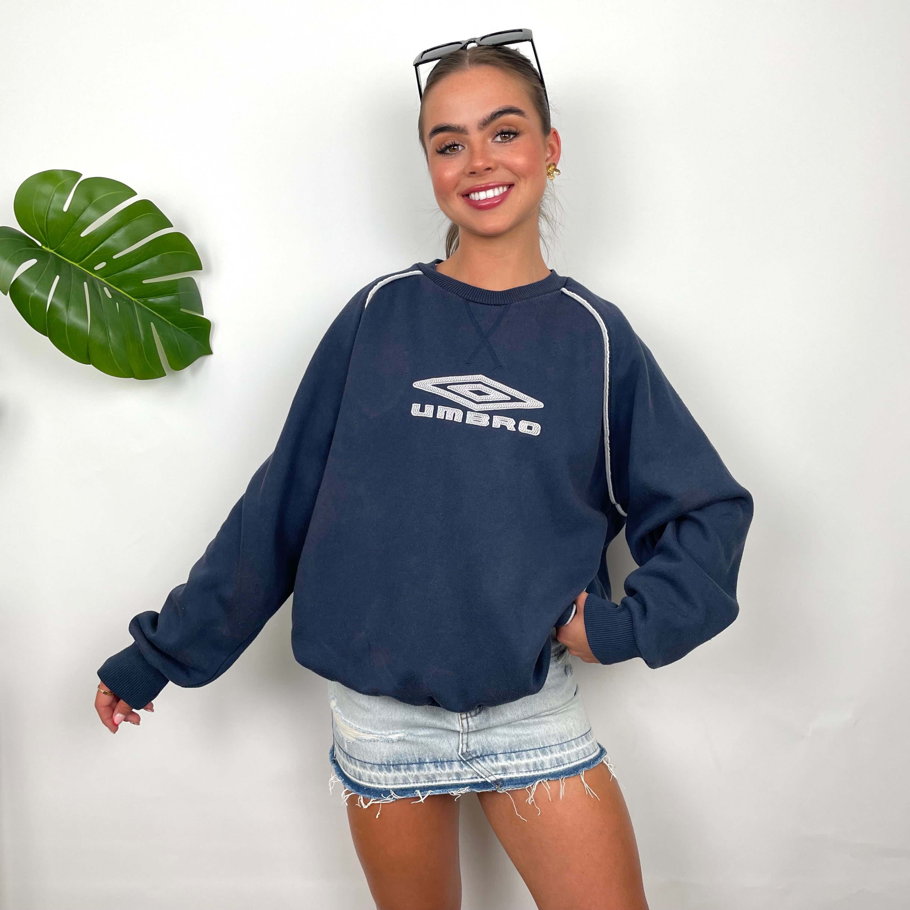 Umbro Navy Embroidered Spell Out Sweatshirt (L)