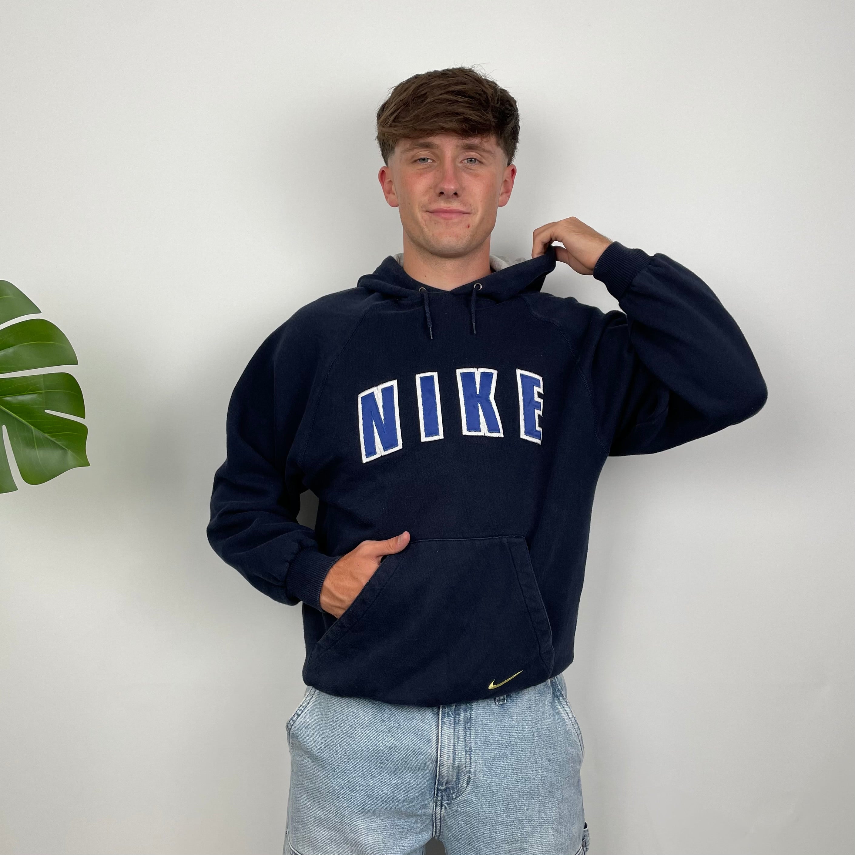 Nike Navy Embroidered Spell Out Hoodie (S)