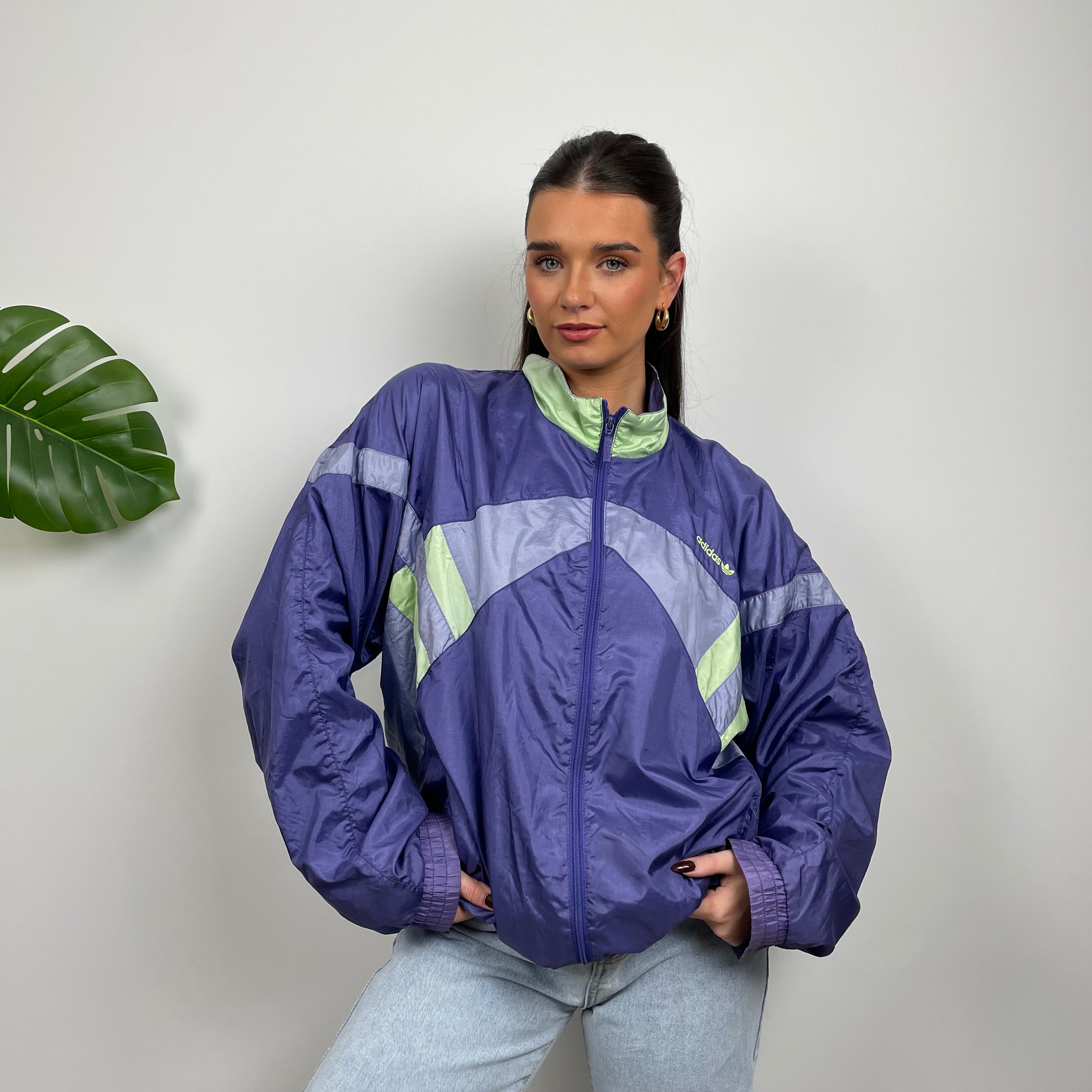 Adidas Colour Block Embroidered Spell Out Windbreaker Jacket (L)