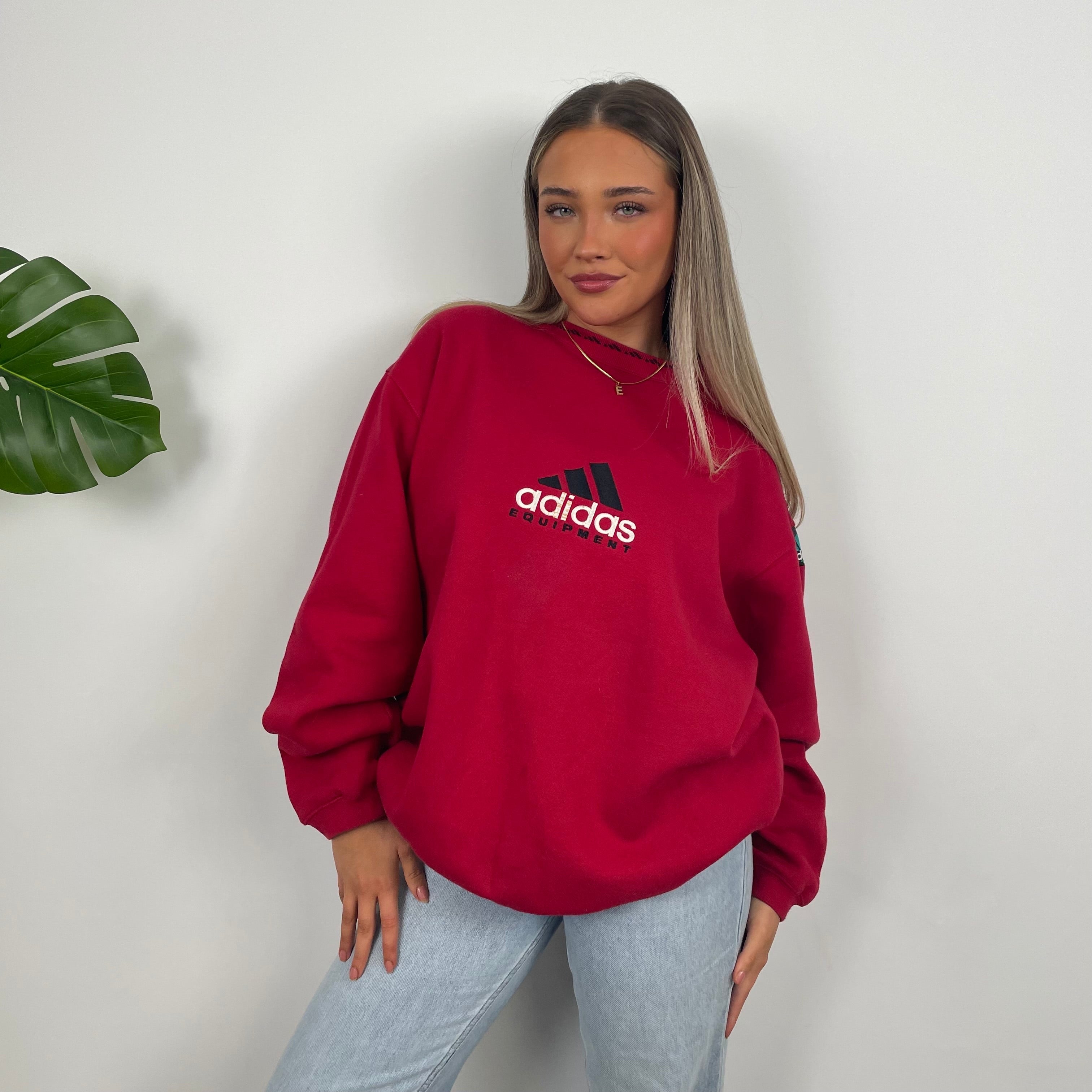 Adidas Equipment RARE Red Embroidered Spell Out Sweatshirt (M)