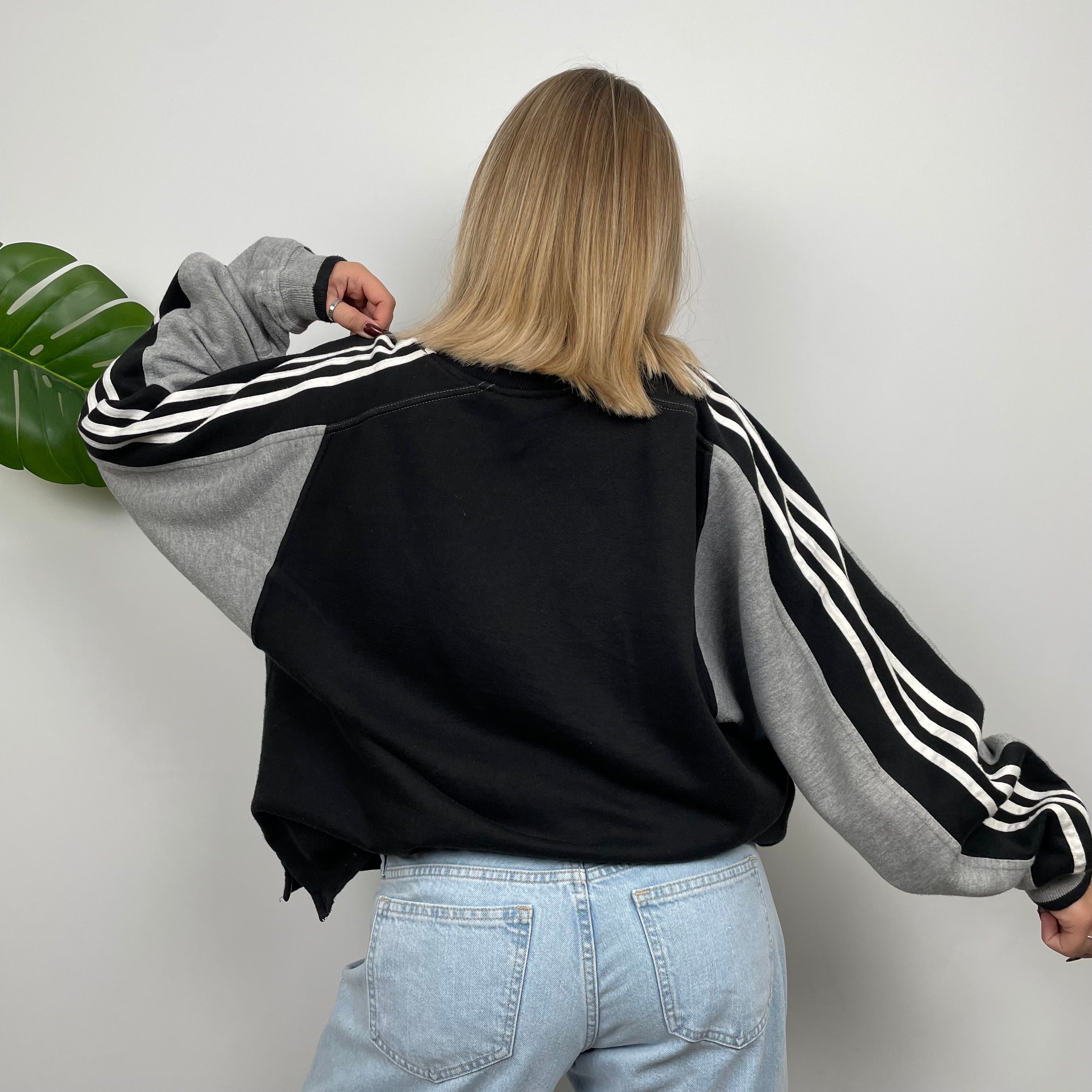 Adidas Black & Grey Embroidered Spell Out Sweatshirt (L)