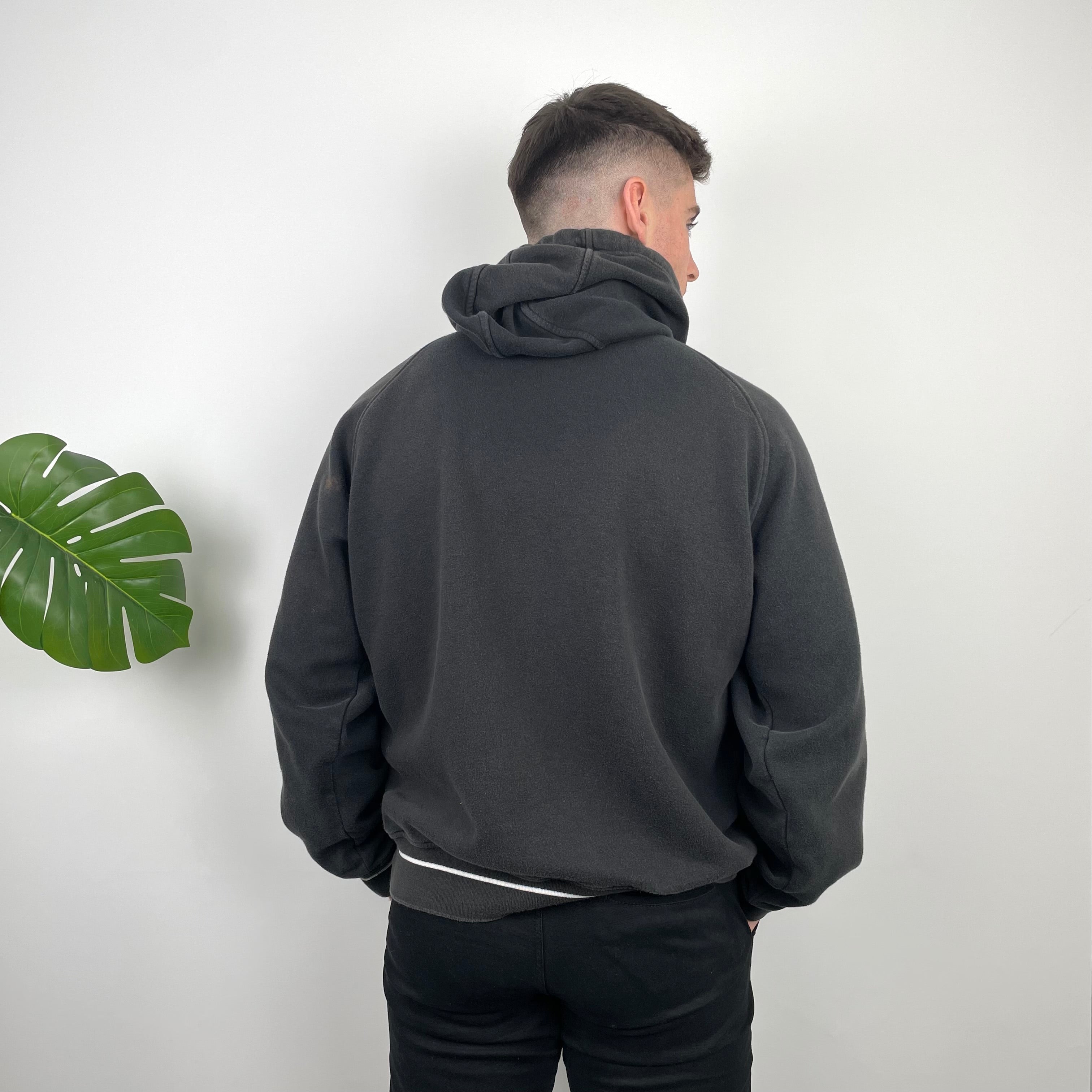 Adidas Black Embroidered Spell Out Zip Up Hoodie Jacket (M)