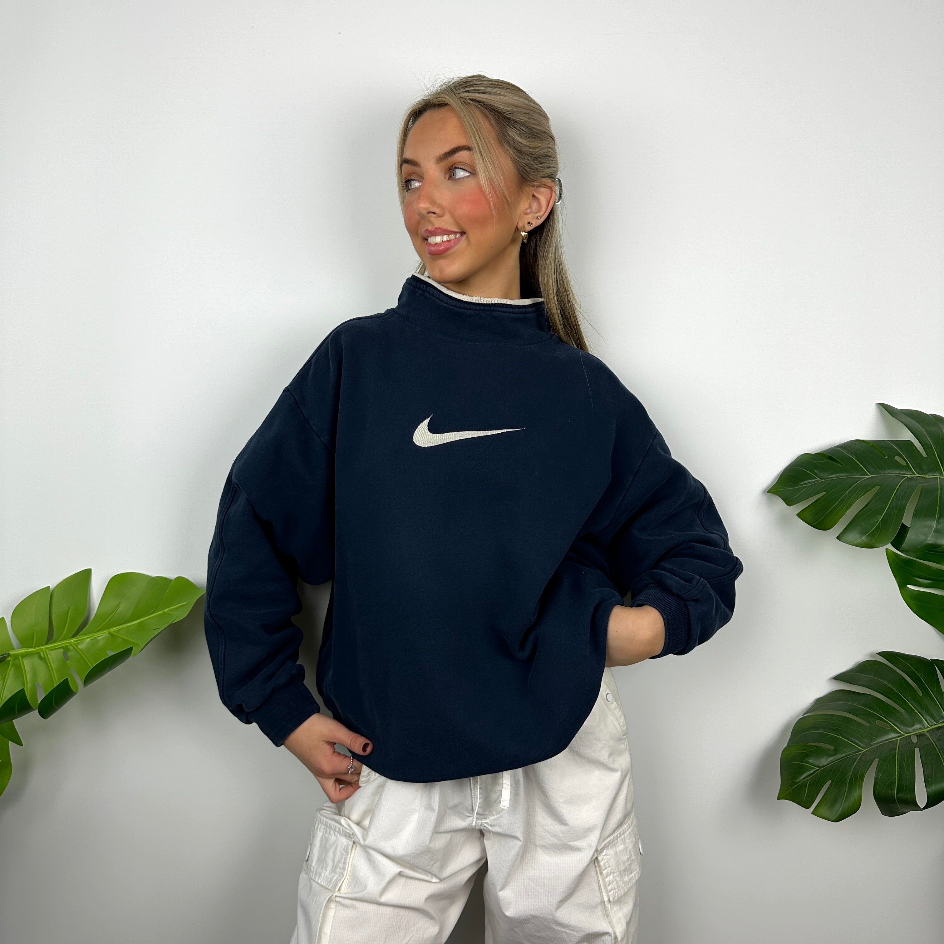 Nike Navy Embroidered Swoosh Sweatshirt (M)