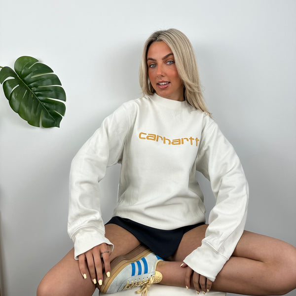 Carhartt RARE White Embroidered Spell Out Sweatshirt (M)