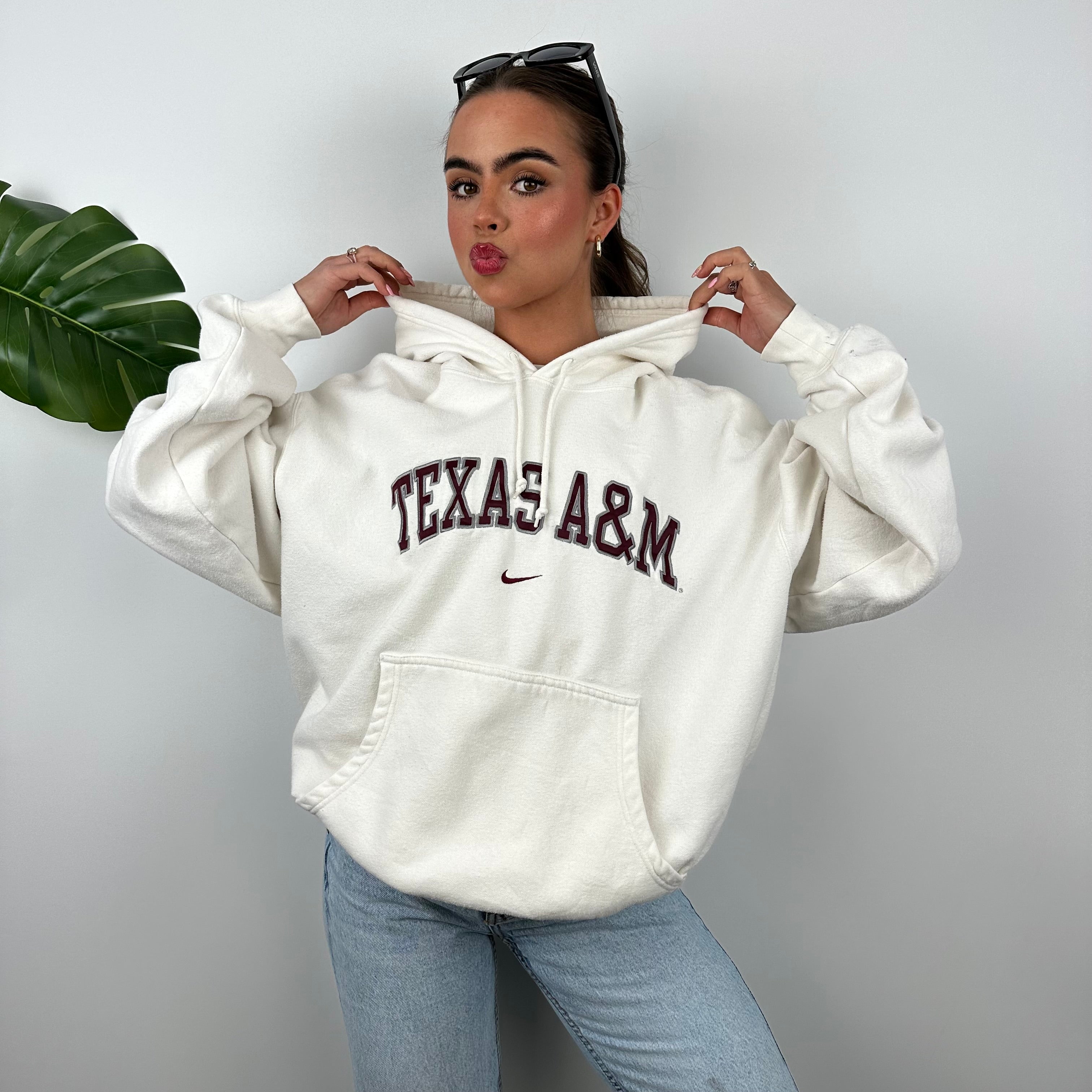 Nike x Texas A&M White Embroidered Spell Out Hoodie (L)