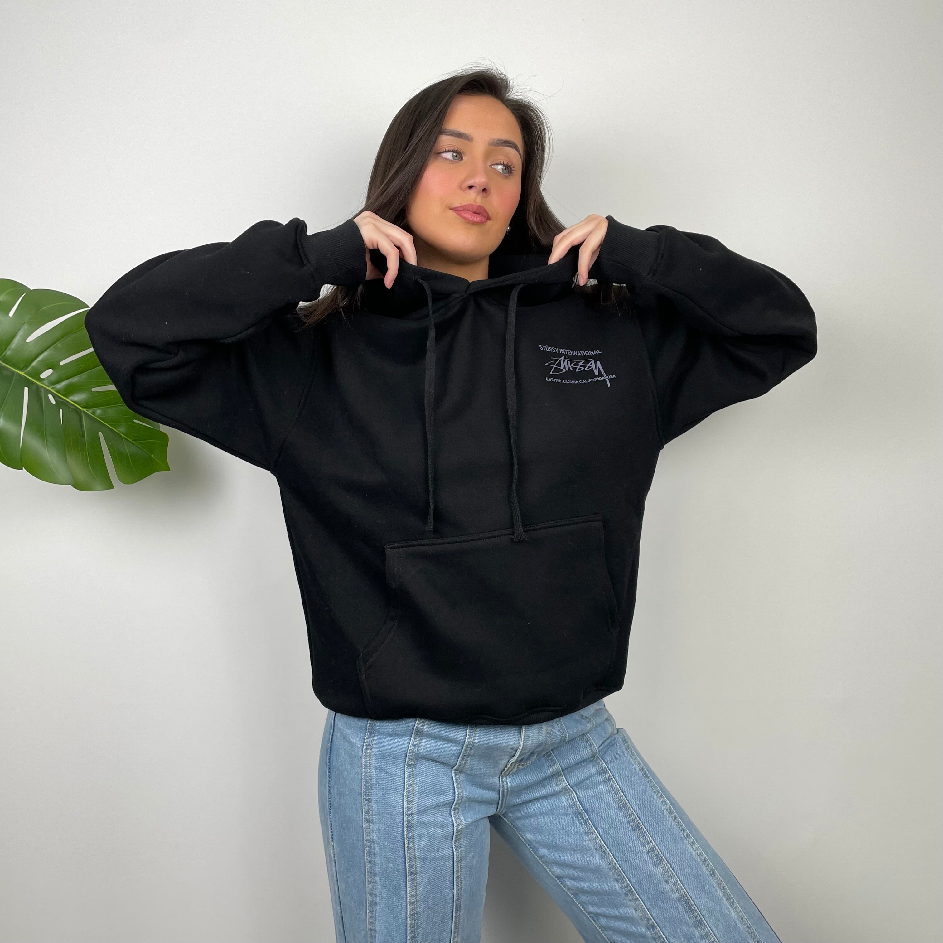 Stussy Black Spell Out Hoodie (M)