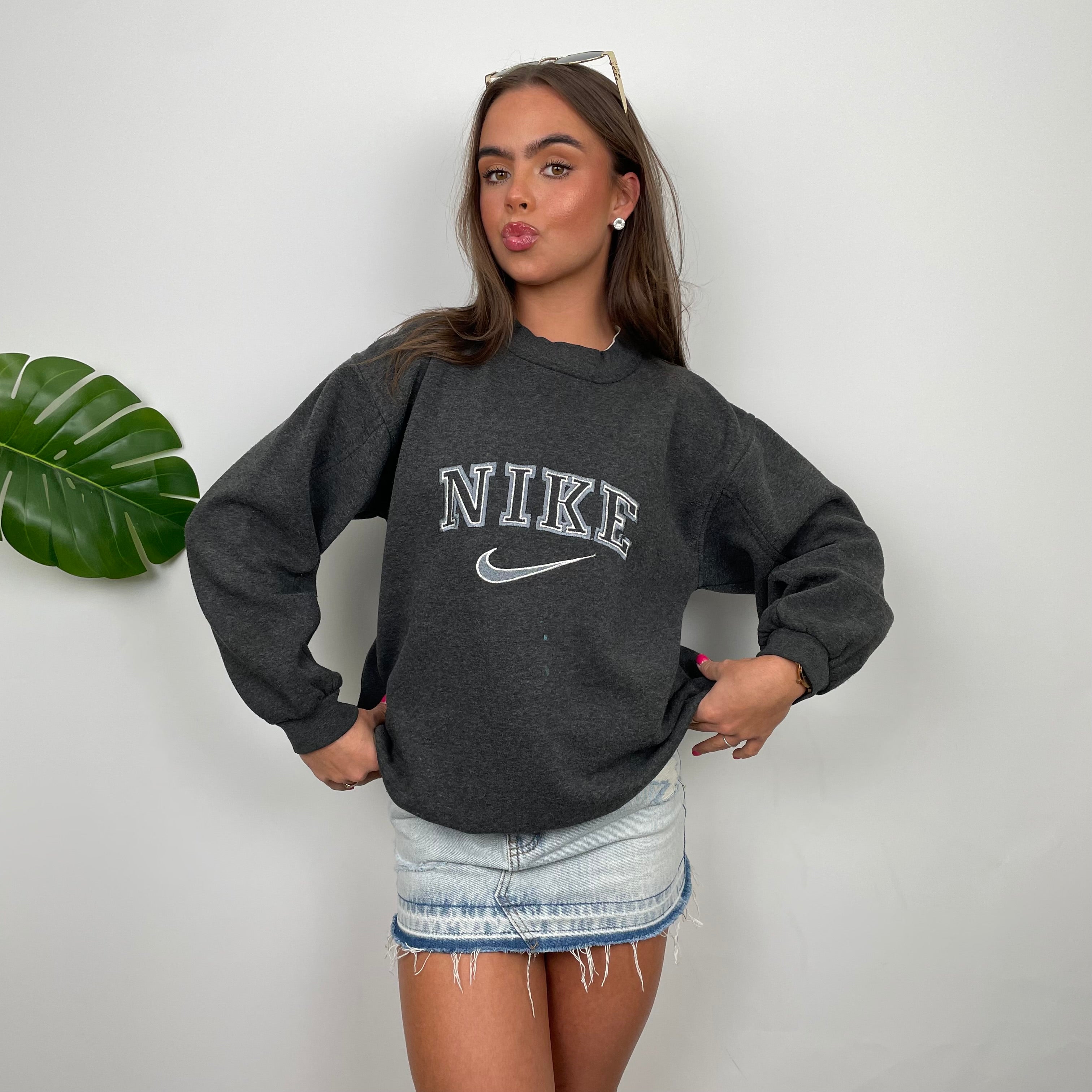 Nike Grey Embroidered Spell Out Sweatshirt (S)