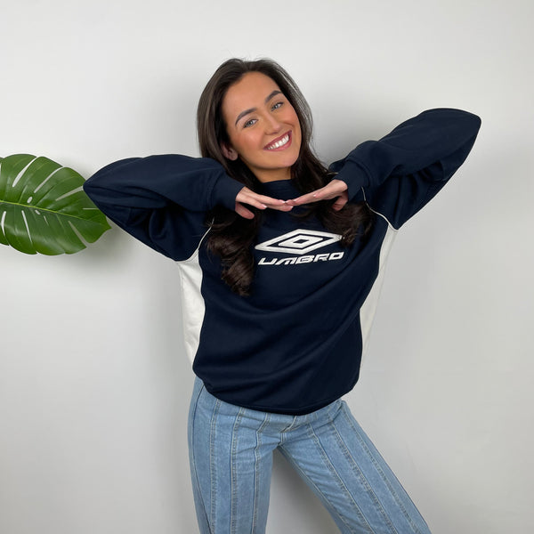 Umbro Navy Embroidered Spell Out Sweatshirt (L)