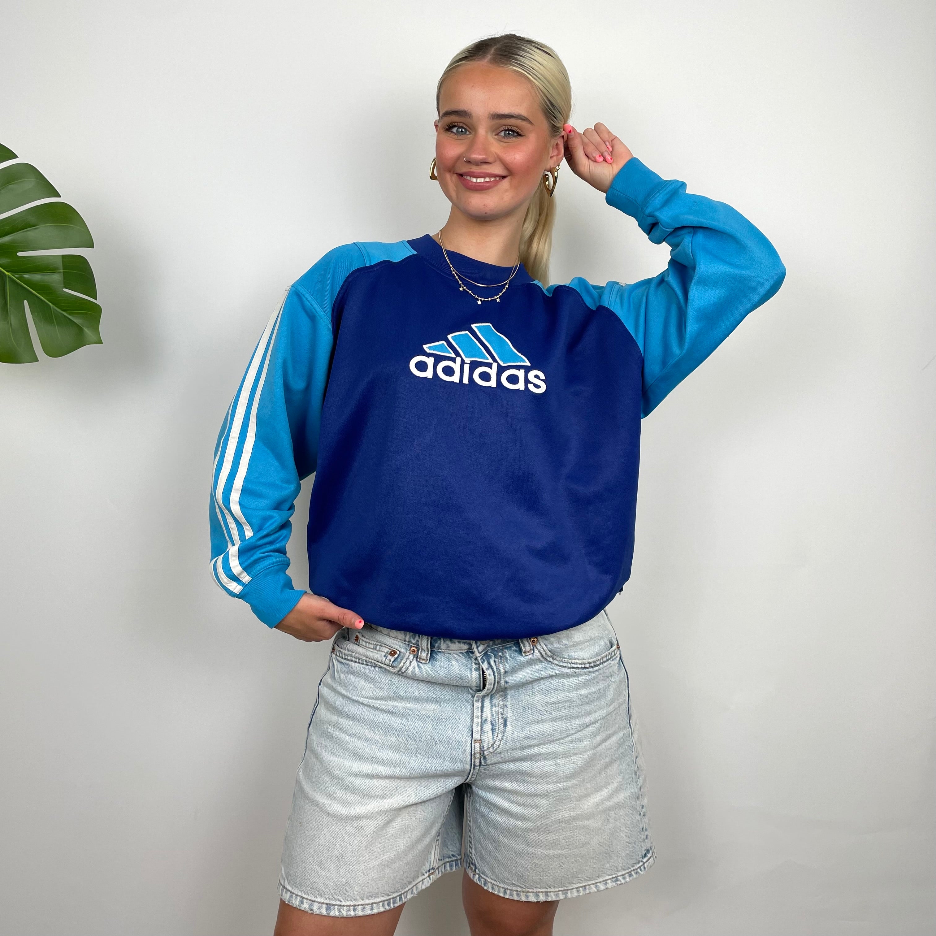 Adidas Navy Embroidered Spell Out Sweatshirt (S)