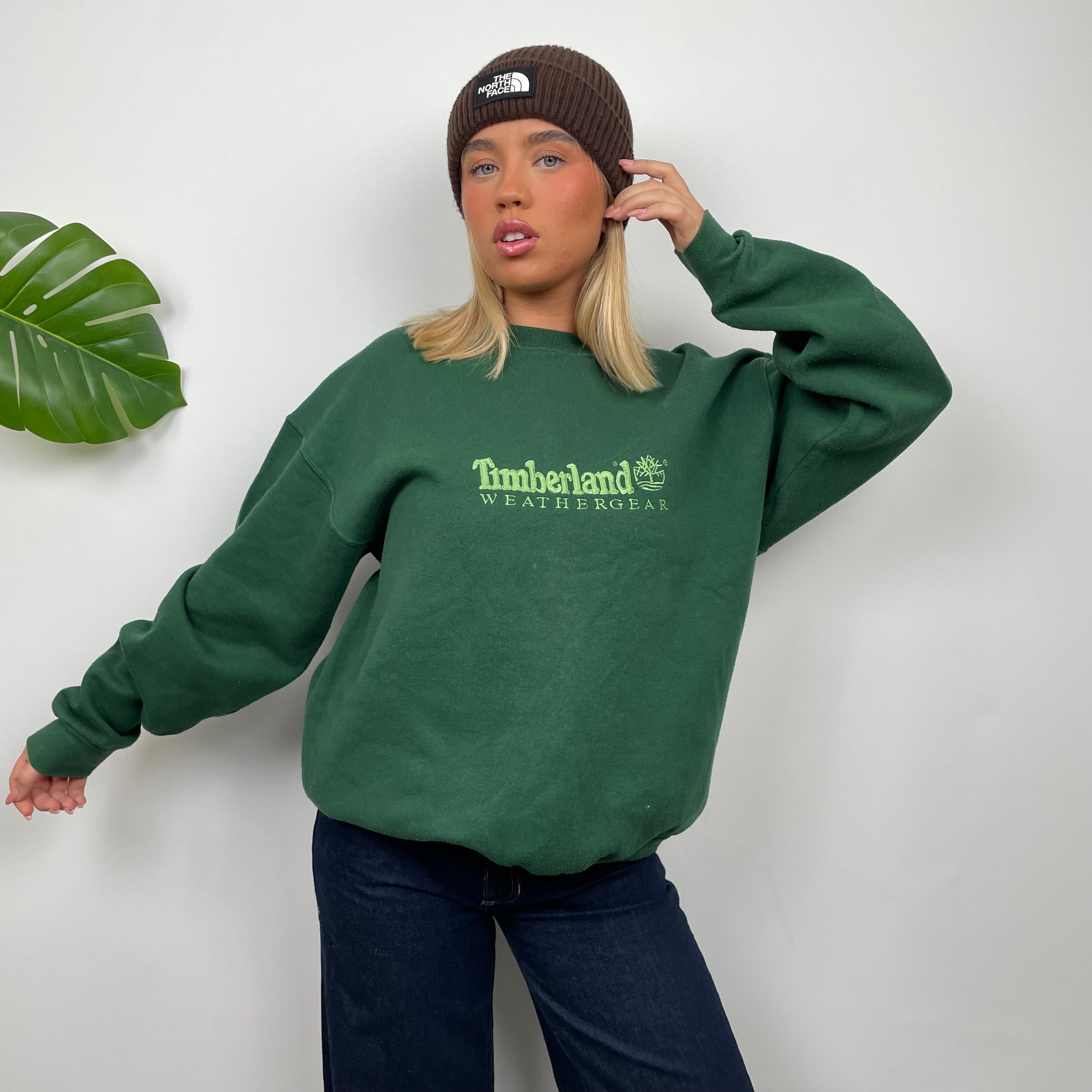 Timberland Green Embroidered Spell Out Sweatshirt (M)