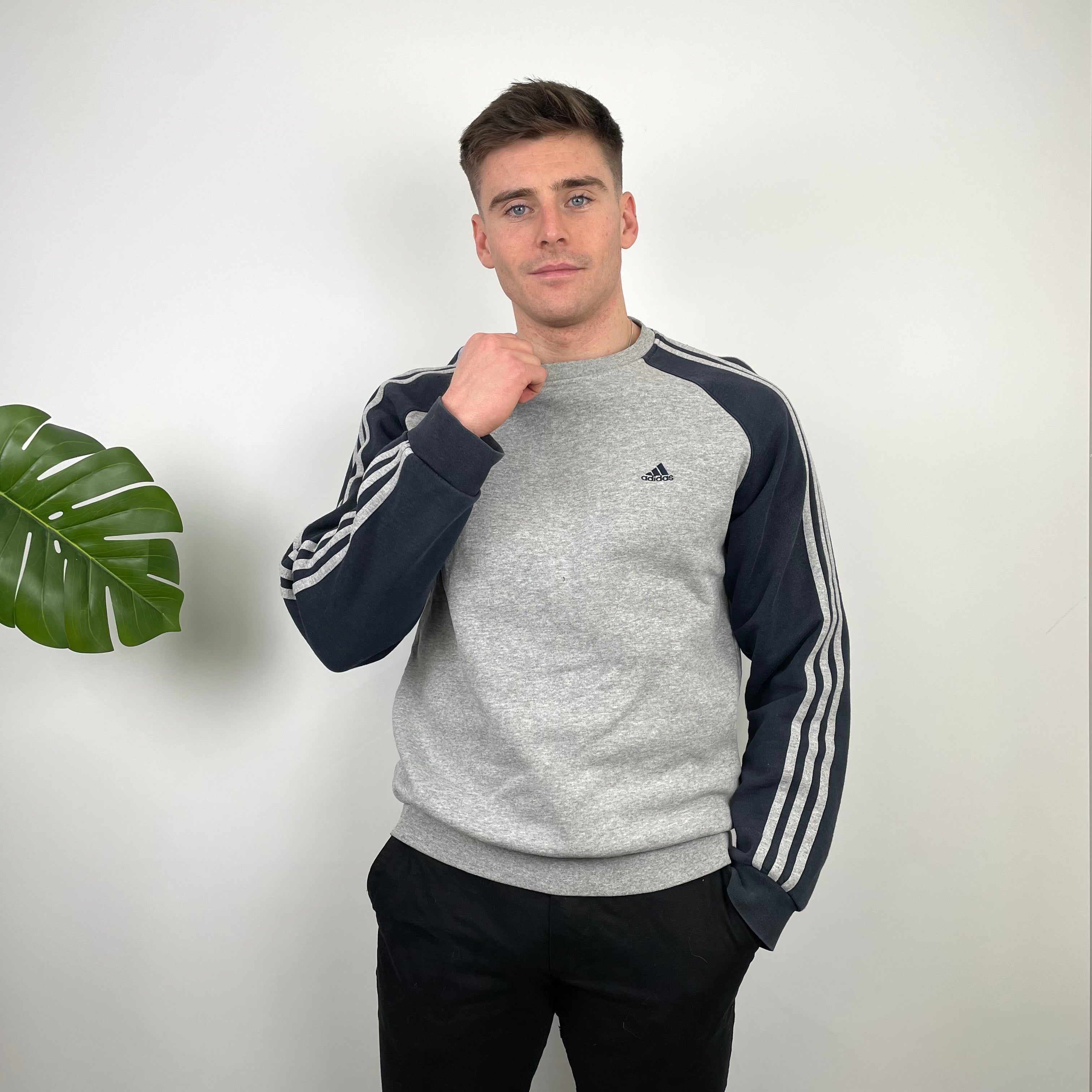 Adidas Grey Embroidered Spell Out Sweatshirt (L)
