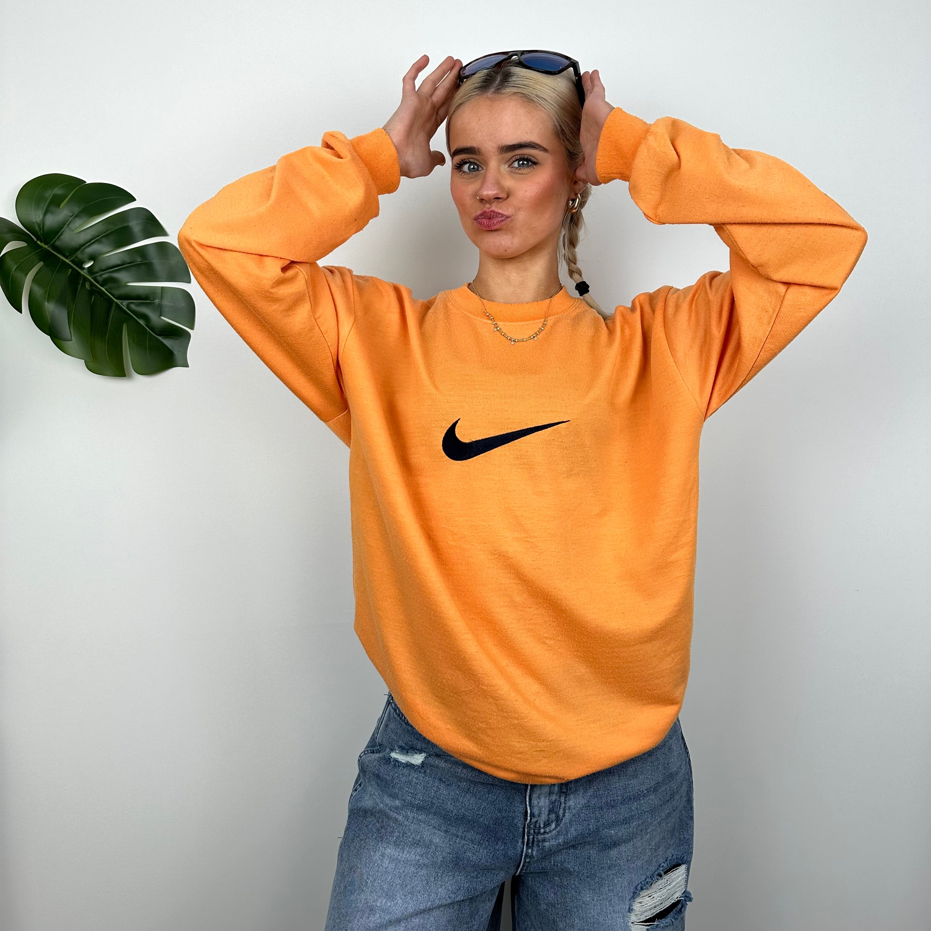 Nike Orange Embroidered Swoosh Sweatshirt (L)