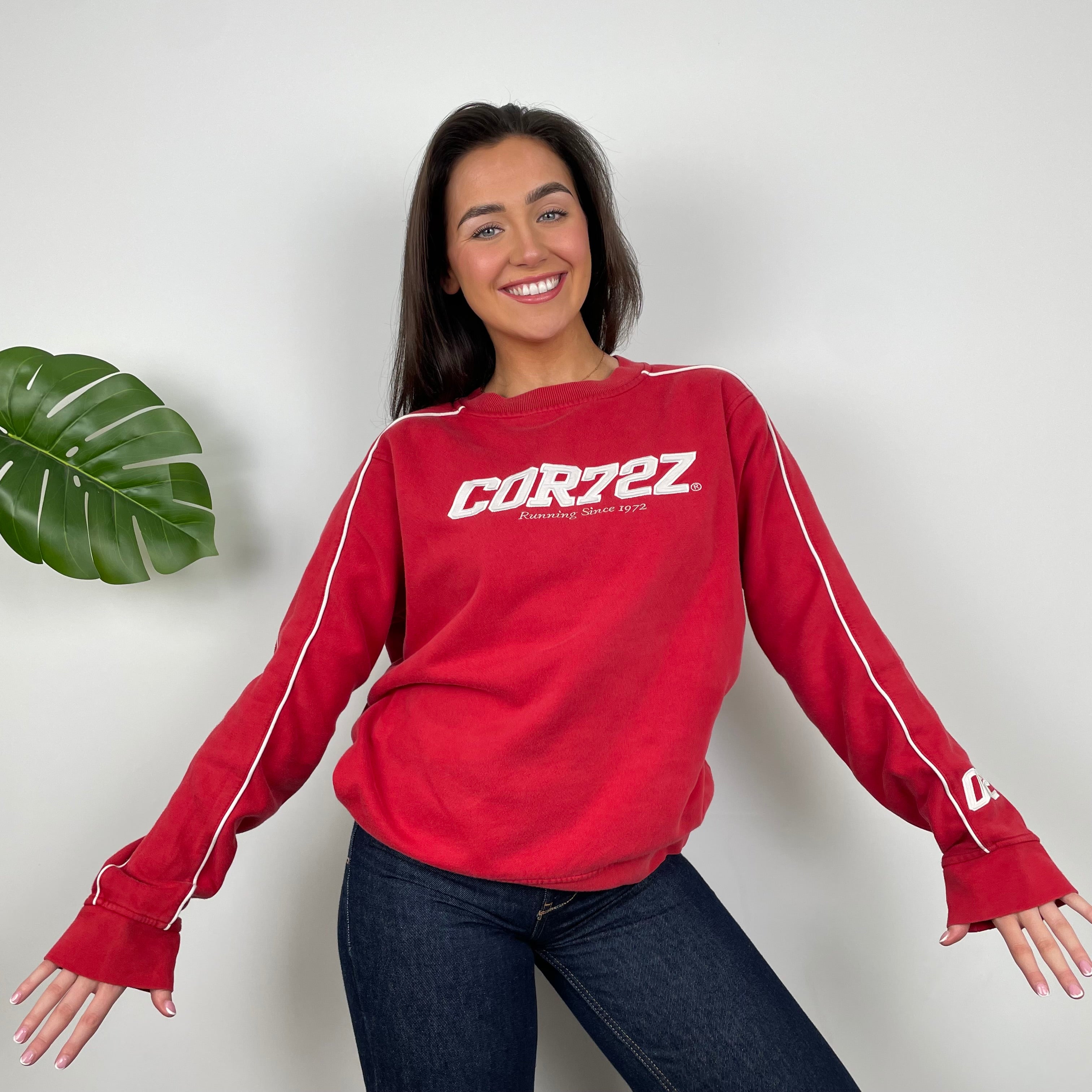 Nike Cortez RARE Red Embroidered Spell Out Sweatshirt (L)