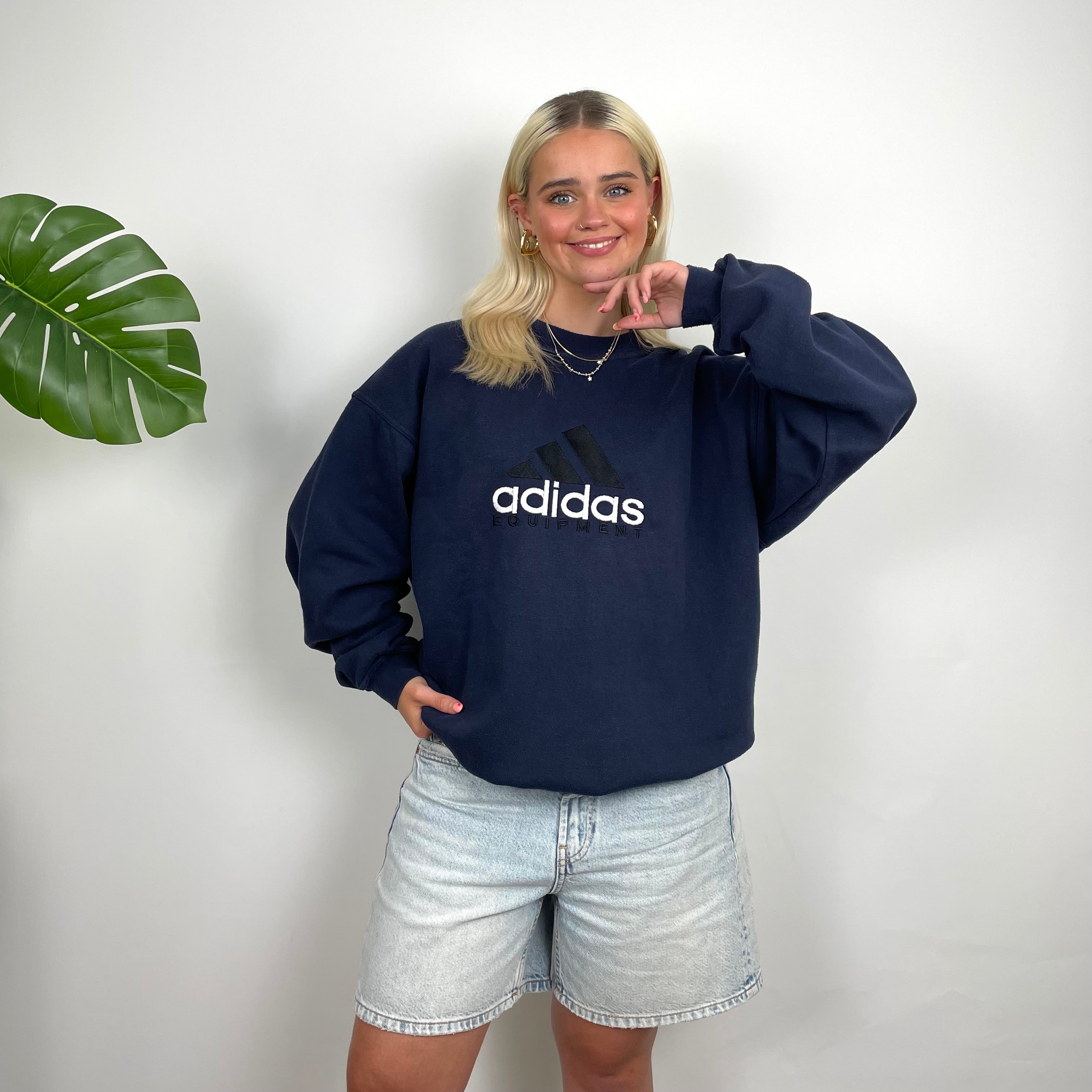 Adidas Equipment RARE Navy Embroidered Spell Out Sweatshirt (L)