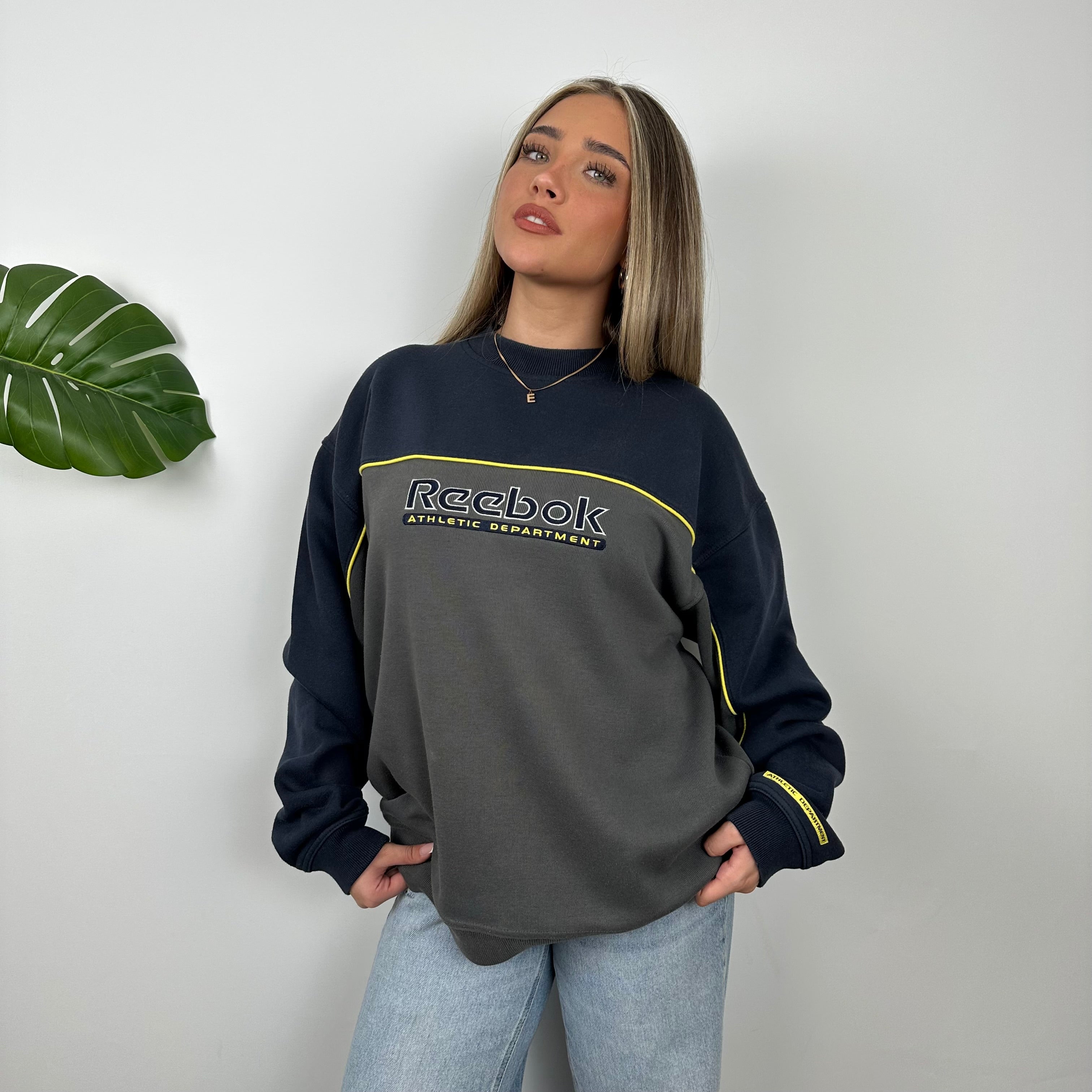 Reebok Grey Embroidered Spell Out Sweatshirt (L)