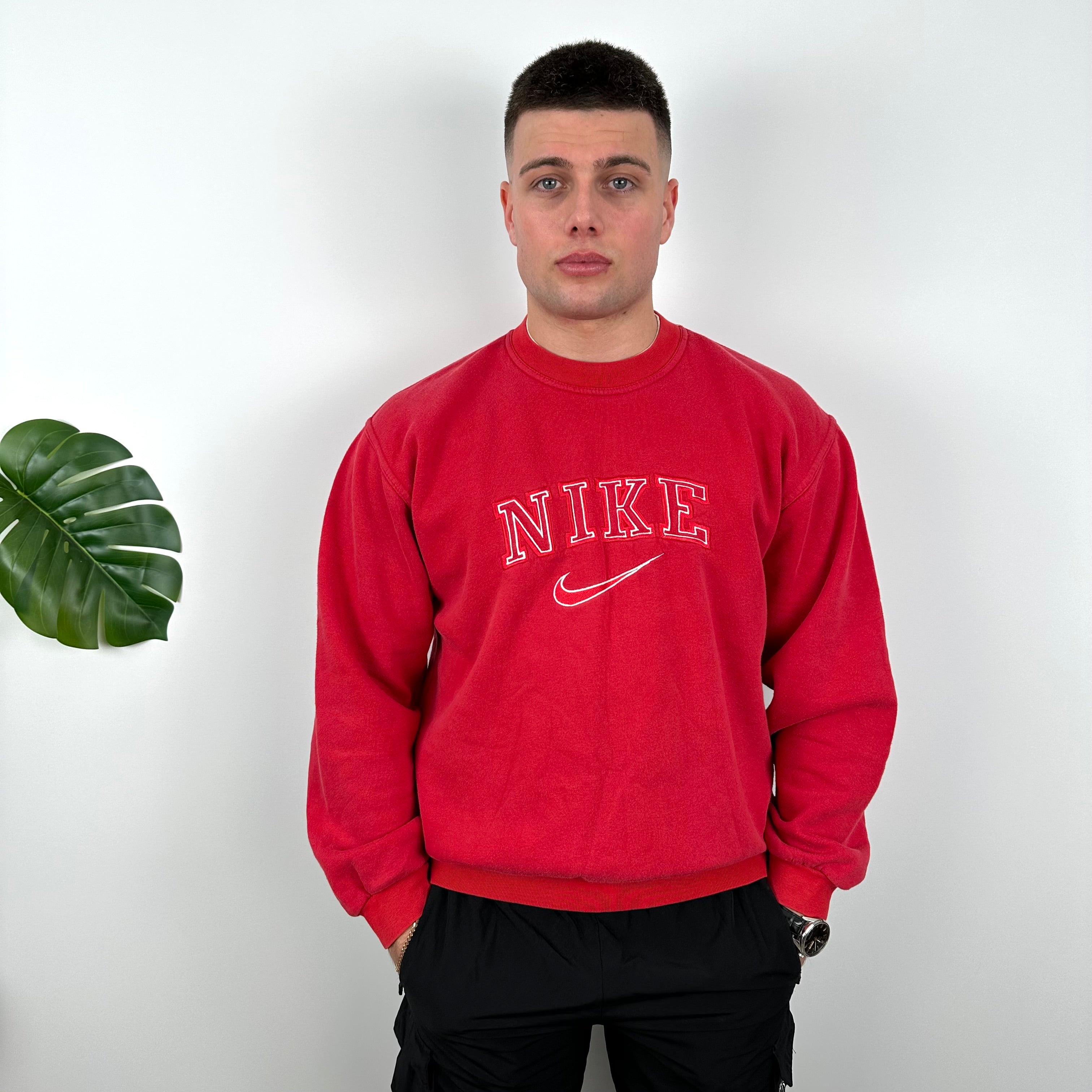 Nike Red Embroidered Spell Out Sweatshirt (M)