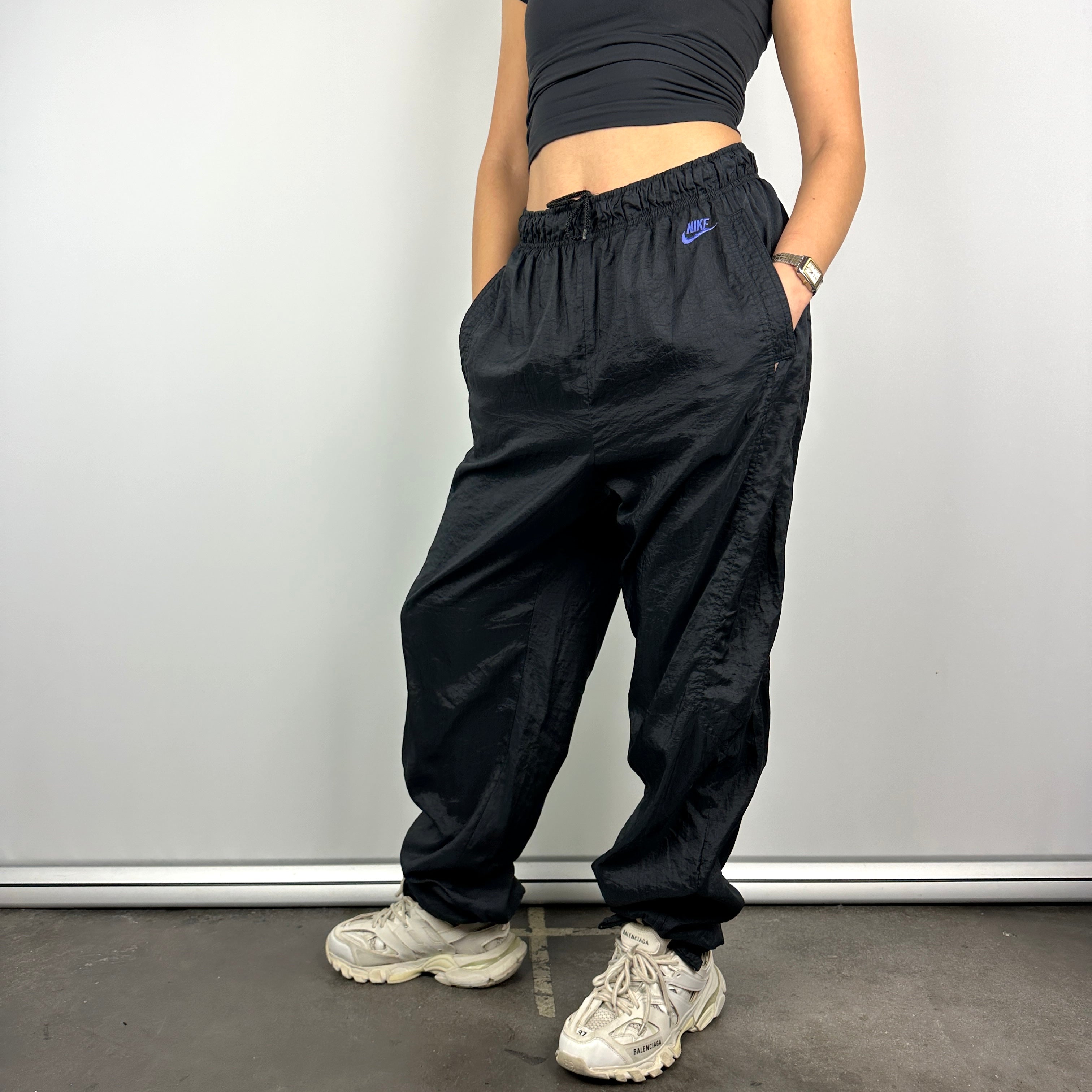 Nike Black Embroidered Spell Out Track Pants (L)