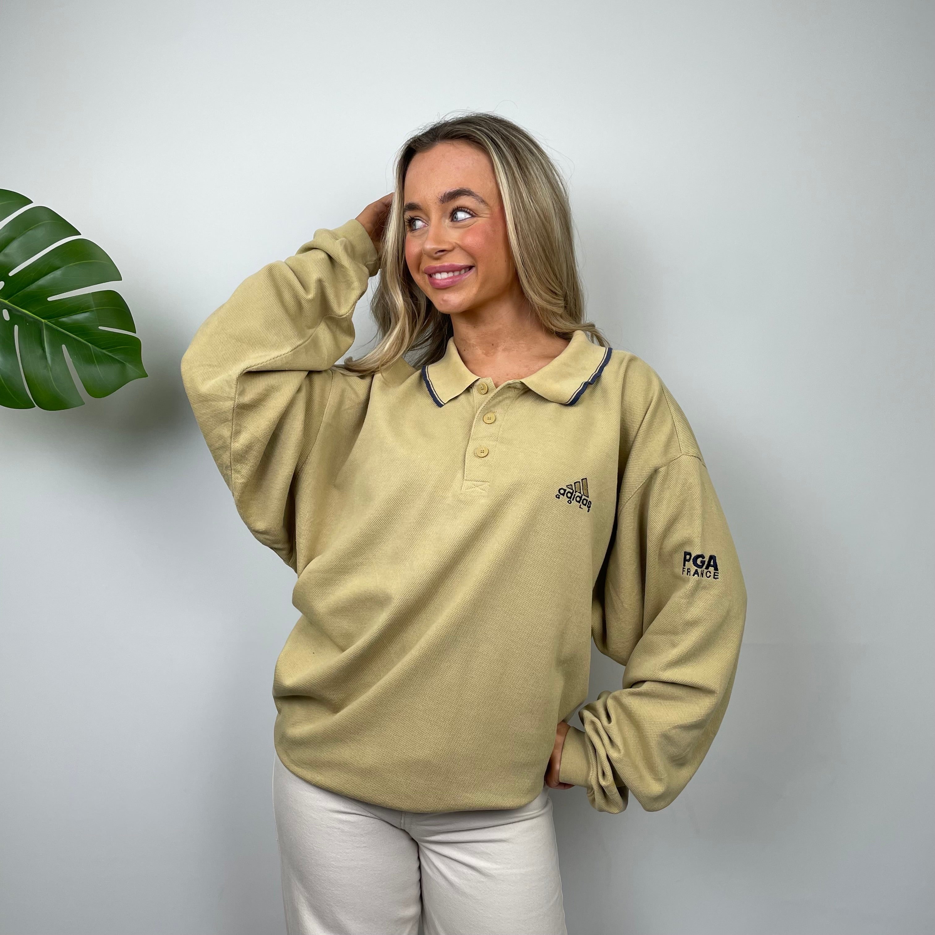 Adidas Golf RARE Tan Embroidered Spell Out Sweatshirt (L)