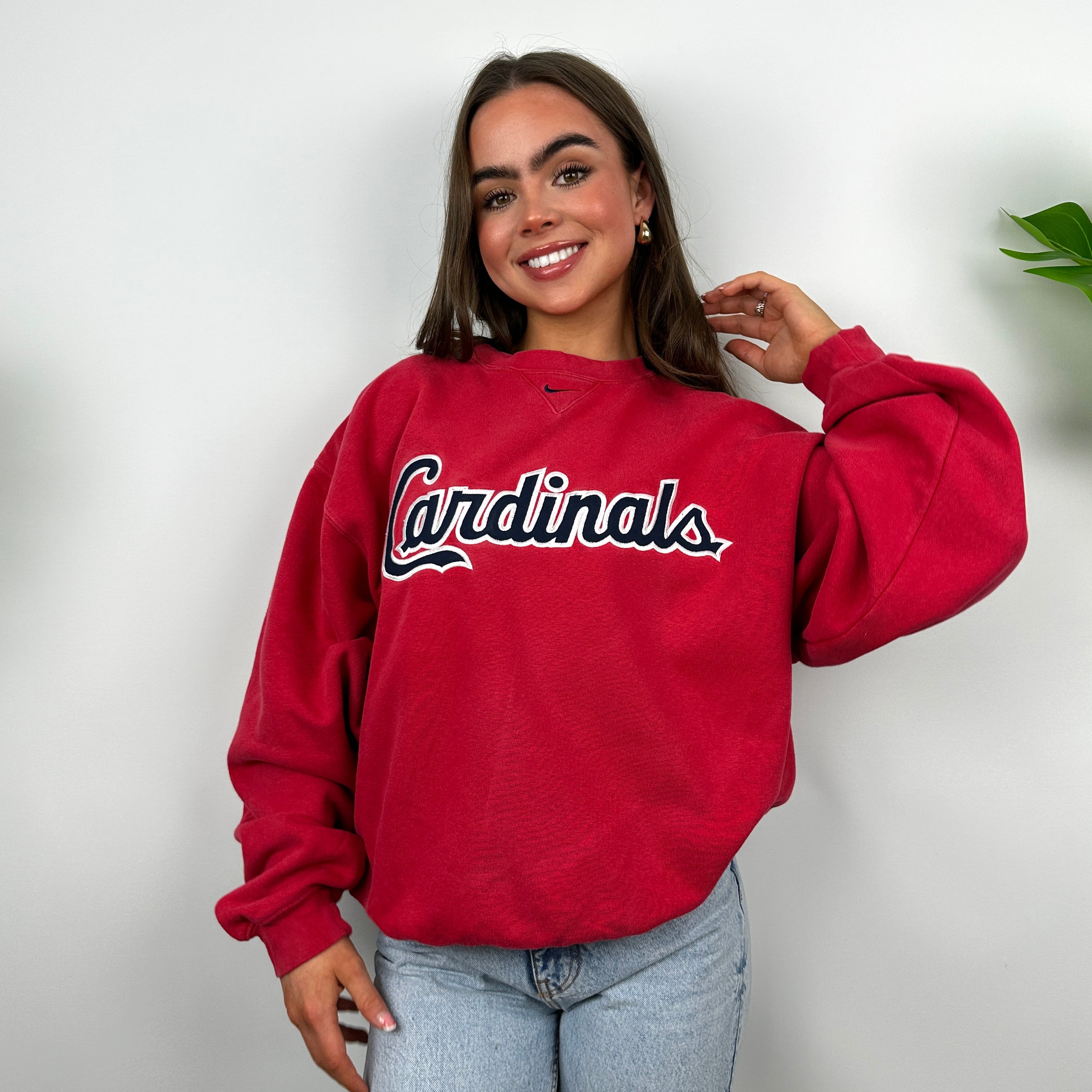 Nike x Cardinals Red Embroidered Spell Out Sweatshirt