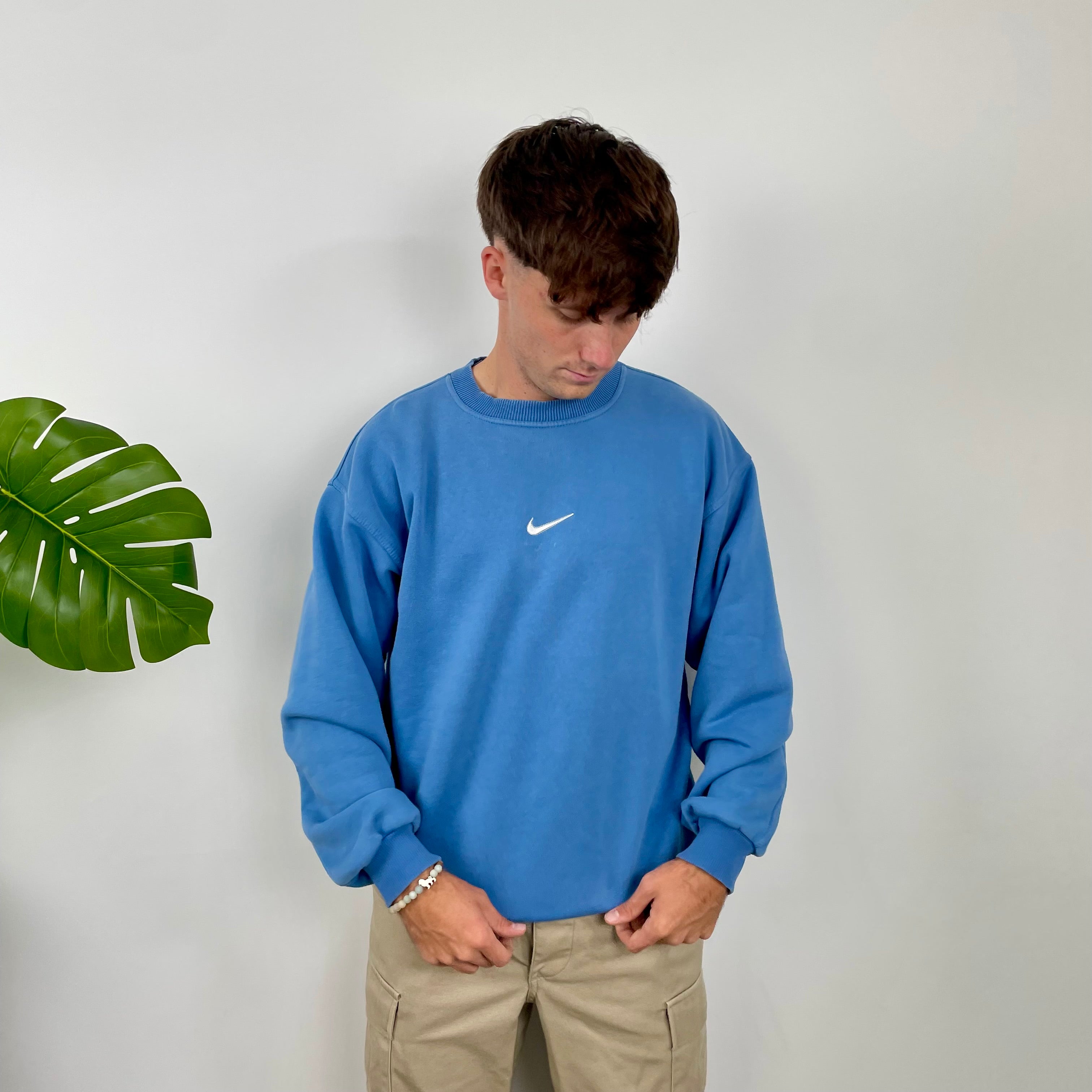 Nike Baby Blue Embroidered Swoosh Sweatshirt (L)