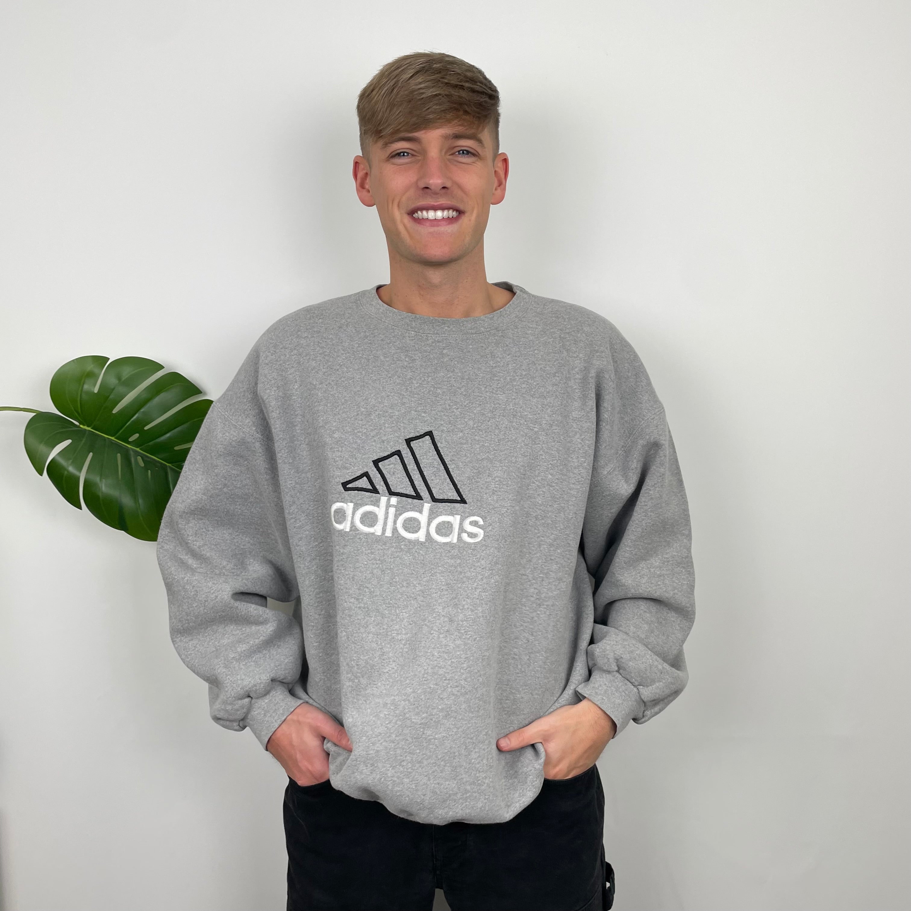 Adidas RARE Grey Embroidered Spell Out Sweatshirt (L)