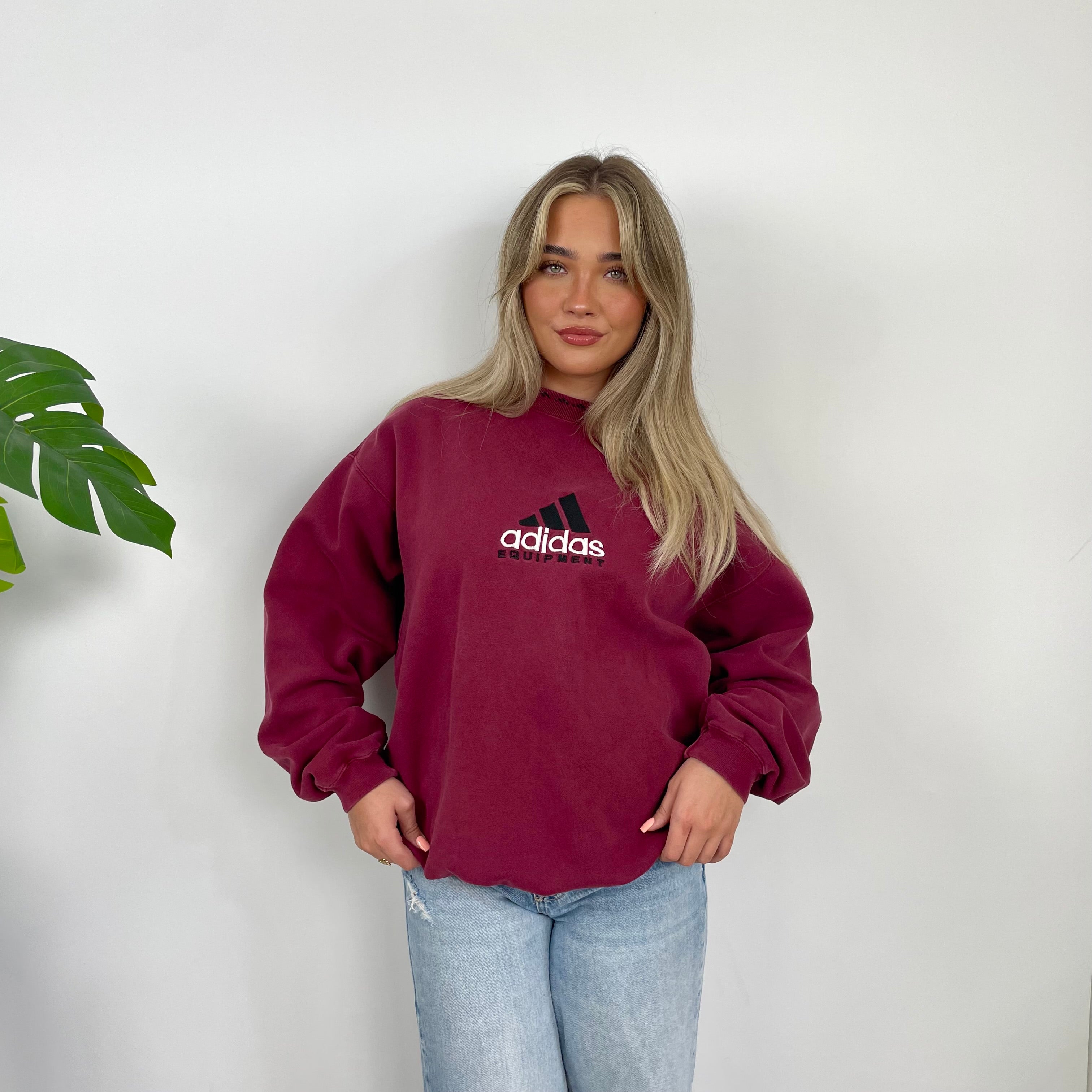 Adidas Equipment RARE Red Embroidered Spell Out Sweatshirt (L)