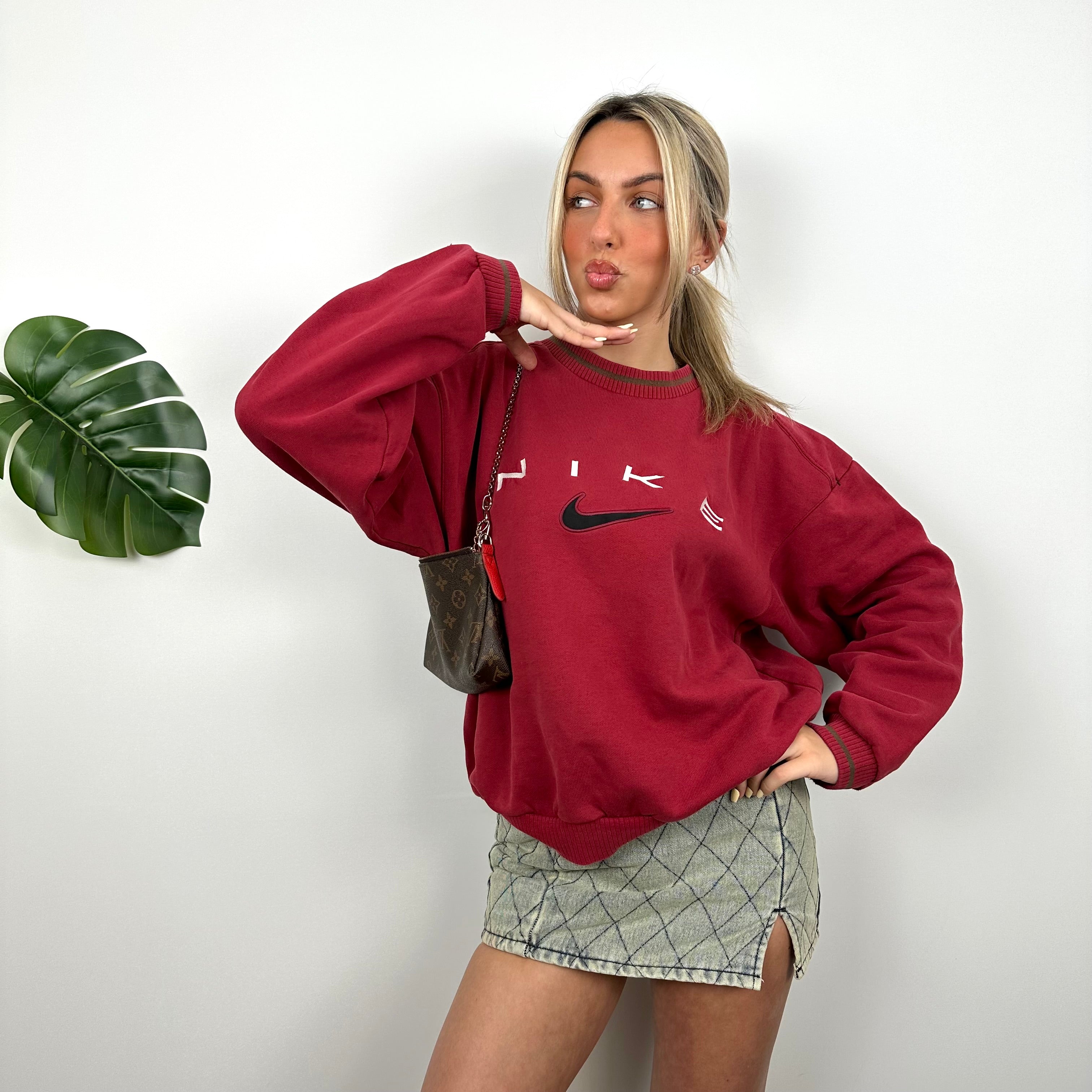 Nike Red Embroidered Spell Out Sweatshirt (M)