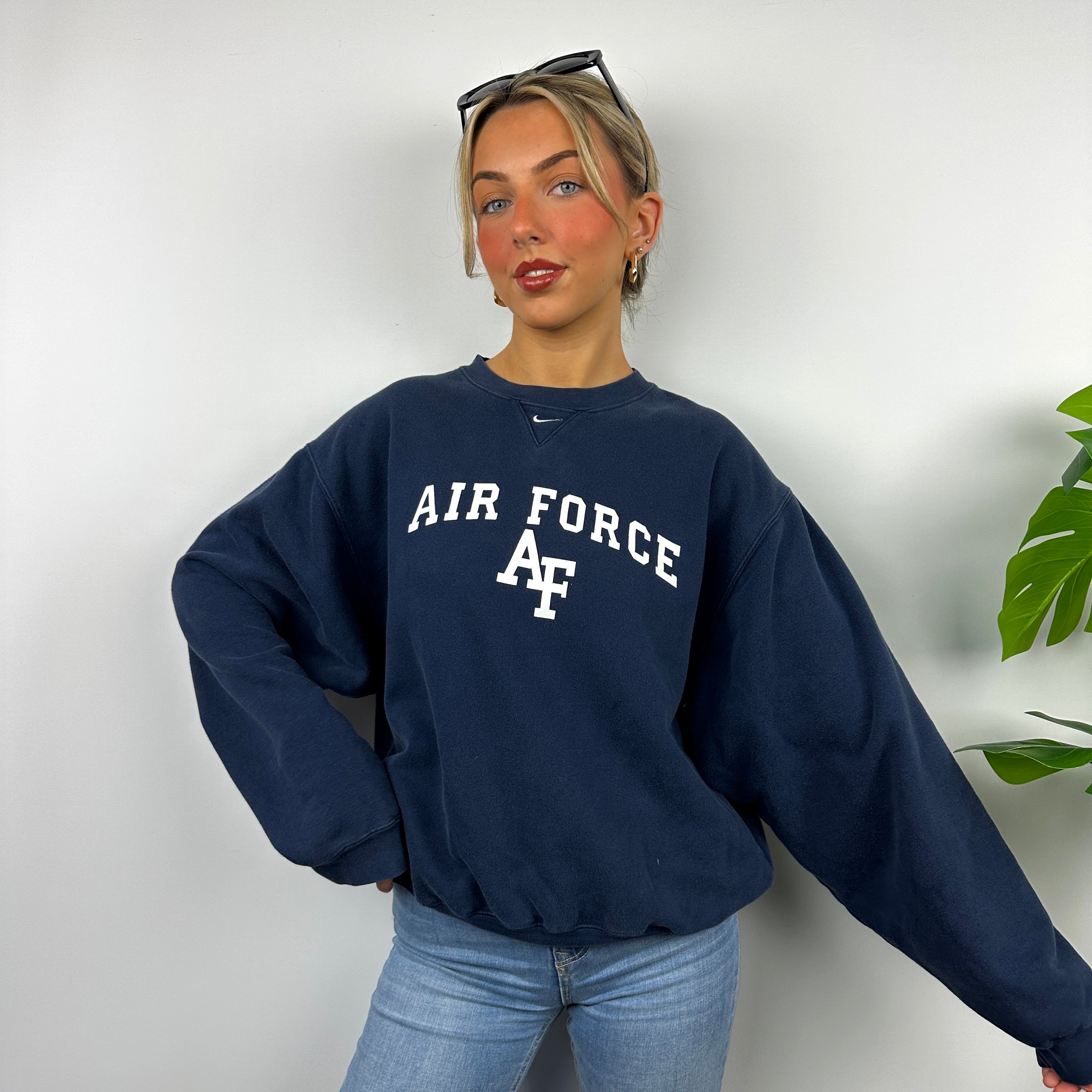 Nike x Air Force Navy Spell Out Sweatshirt (S)