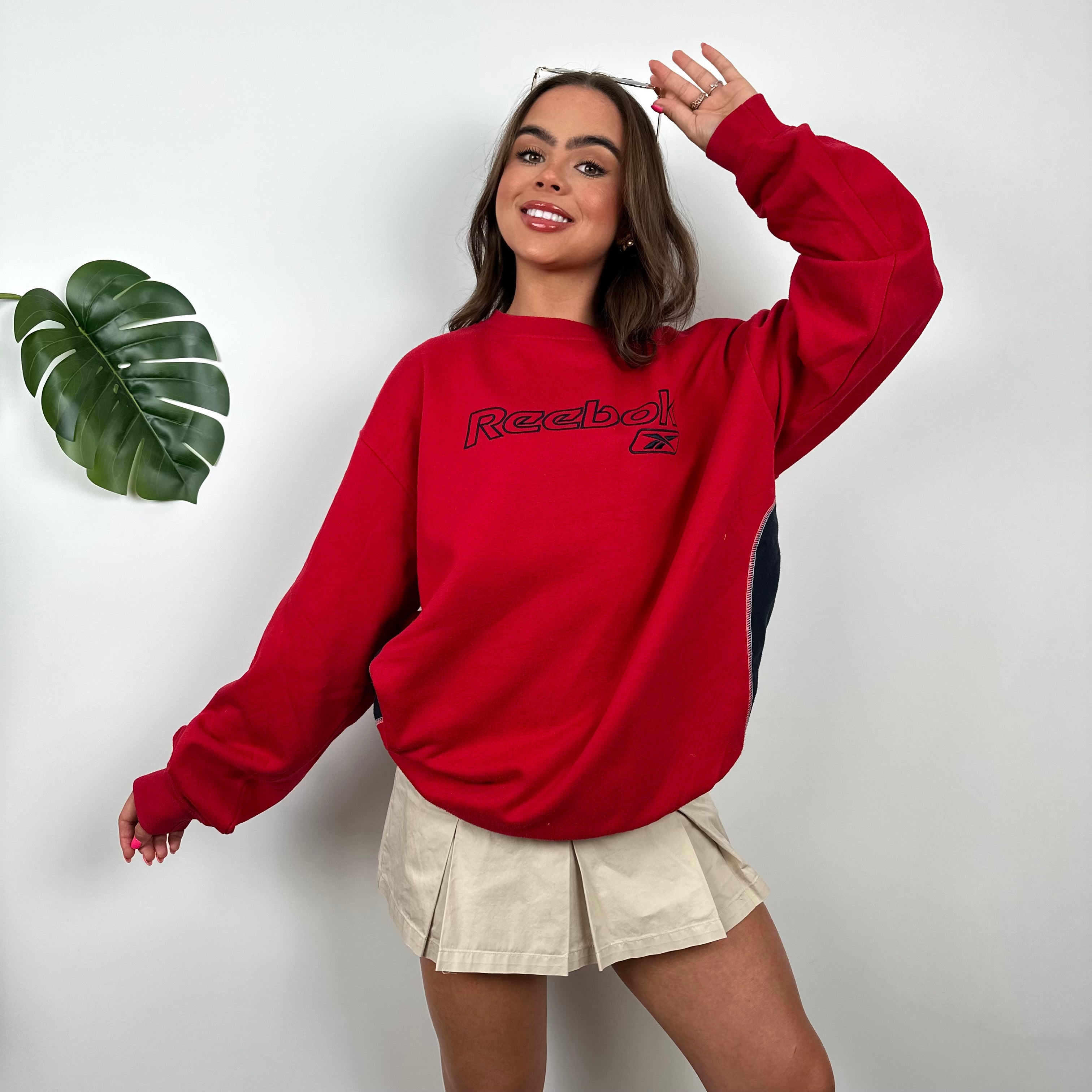 Reebok Red Embroidered Spell Out Sweatshirt (L)