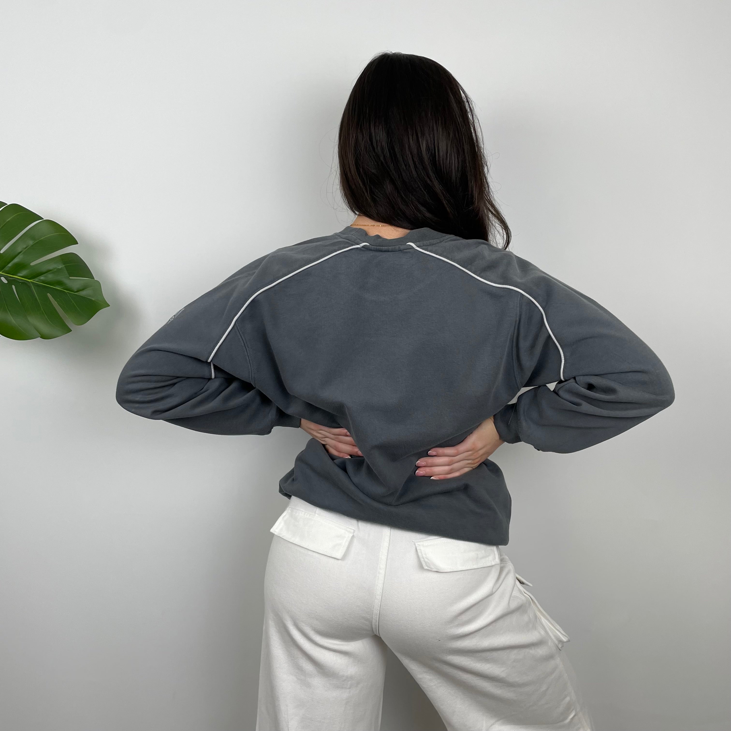 Adidas Grey Embroidered Spell Out Sweatshirt (M)
