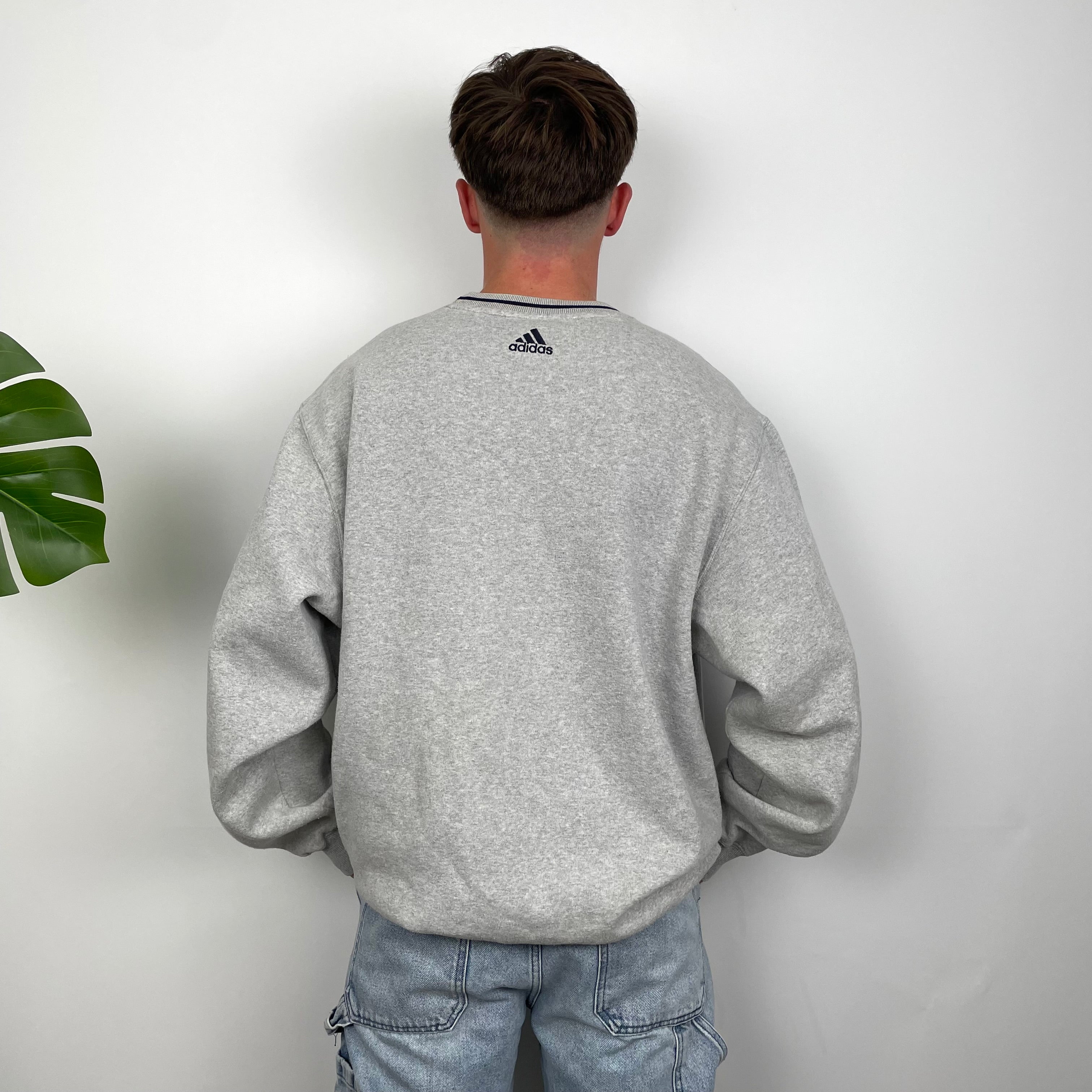 Adidas Grey Embroidered Spell Out Sweatshirt (L)