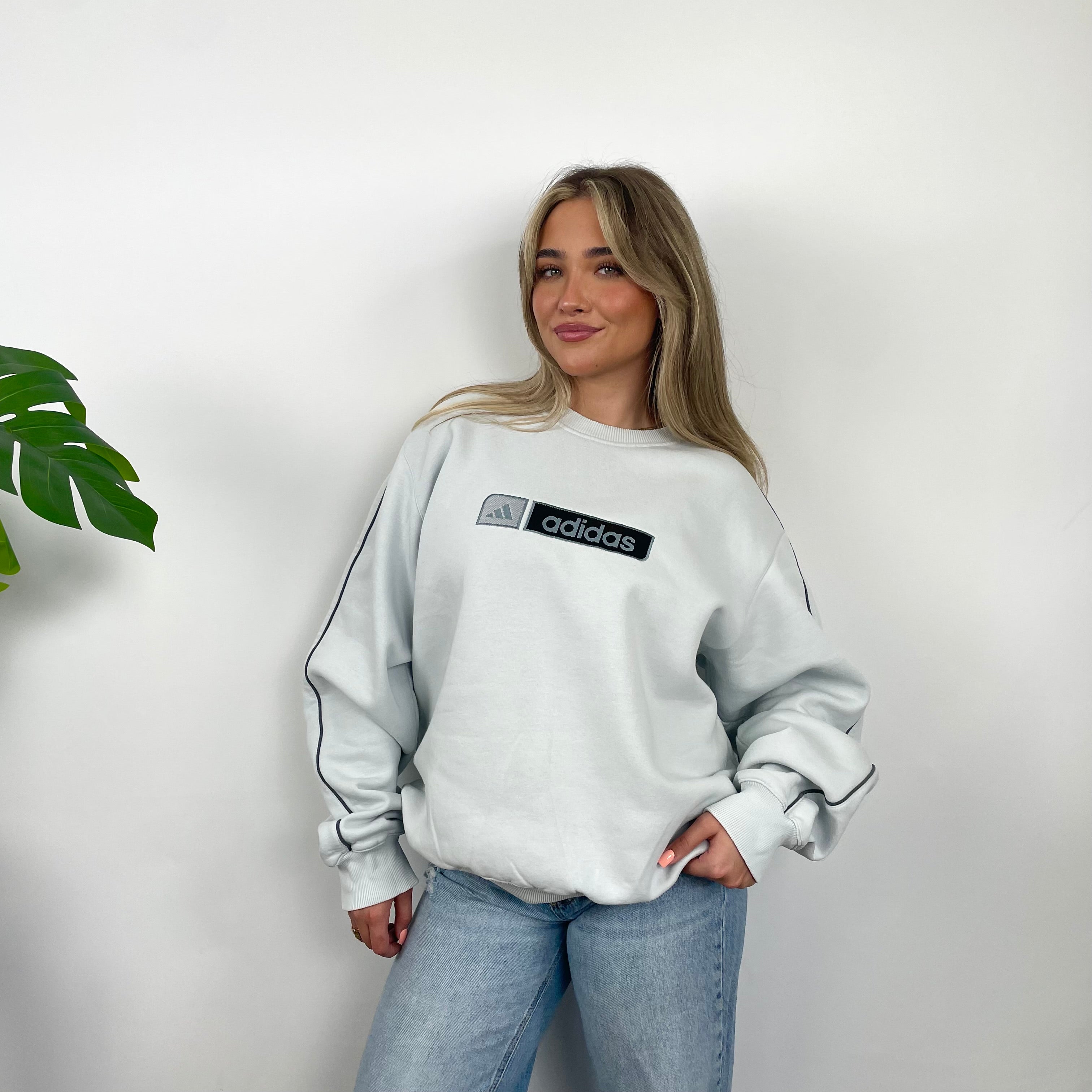 Adidas RARE Grey Embroidered Spell Out Sweatshirt (L)