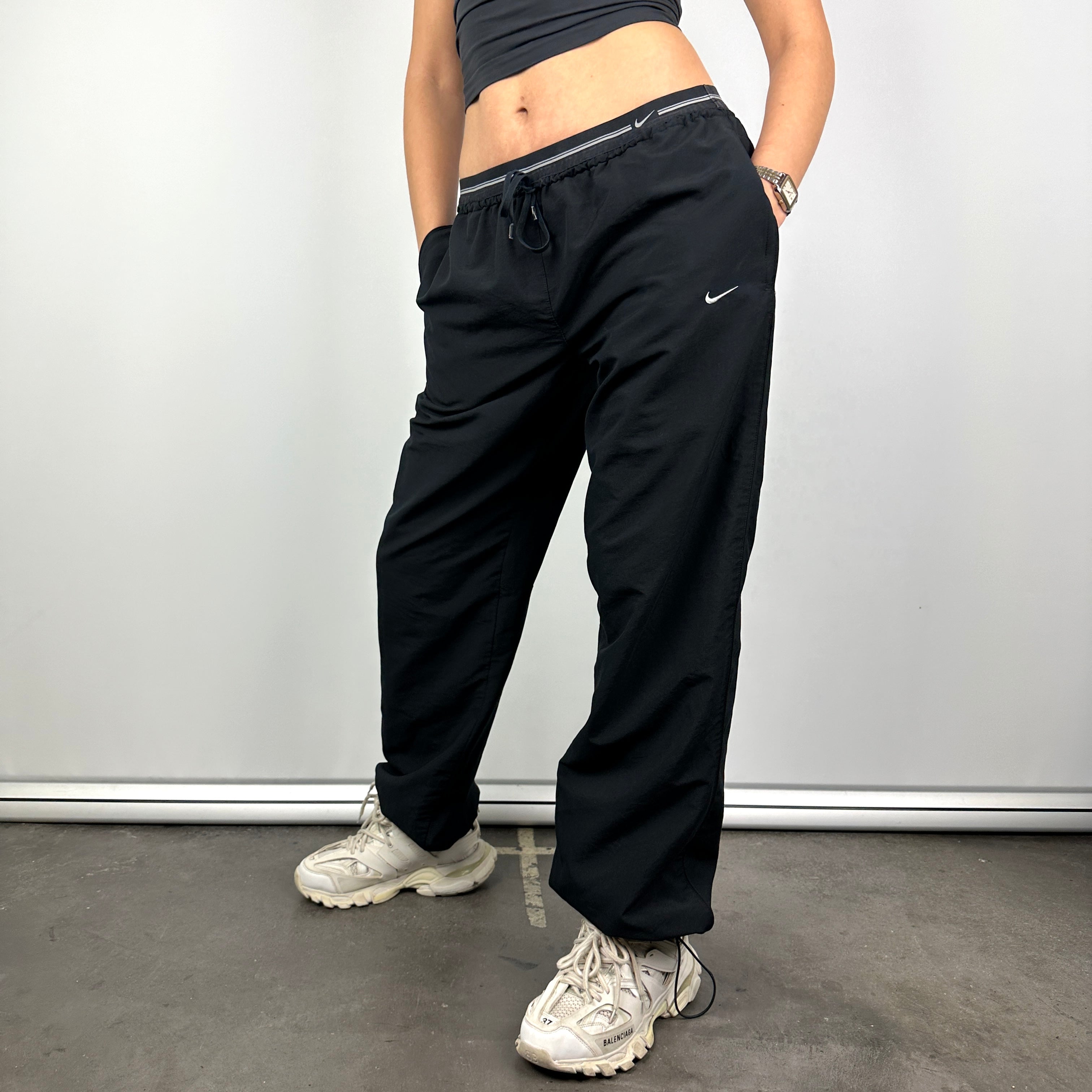 Nike Black Embroidered Swoosh Track Pants (L)