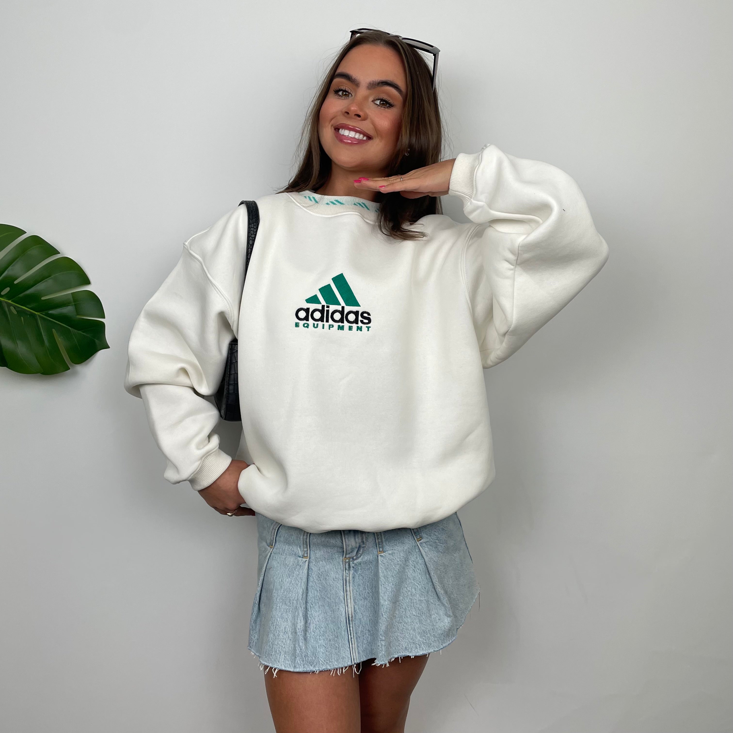 Adidas Equipment White Embroidered Spell Out Sweatshirt (M)