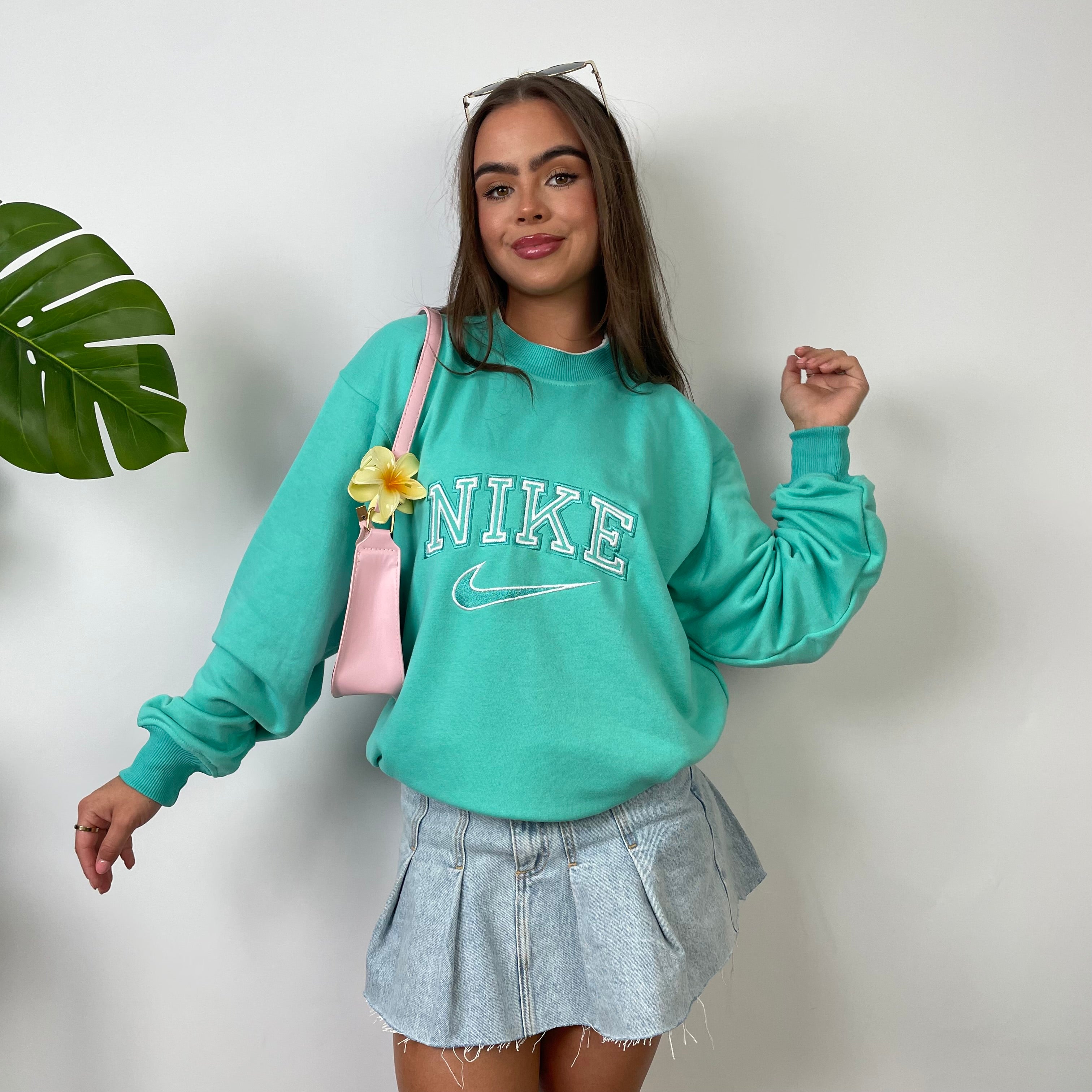 Nike Turquoise Embroidered Spell Out Sweatshirt (M)